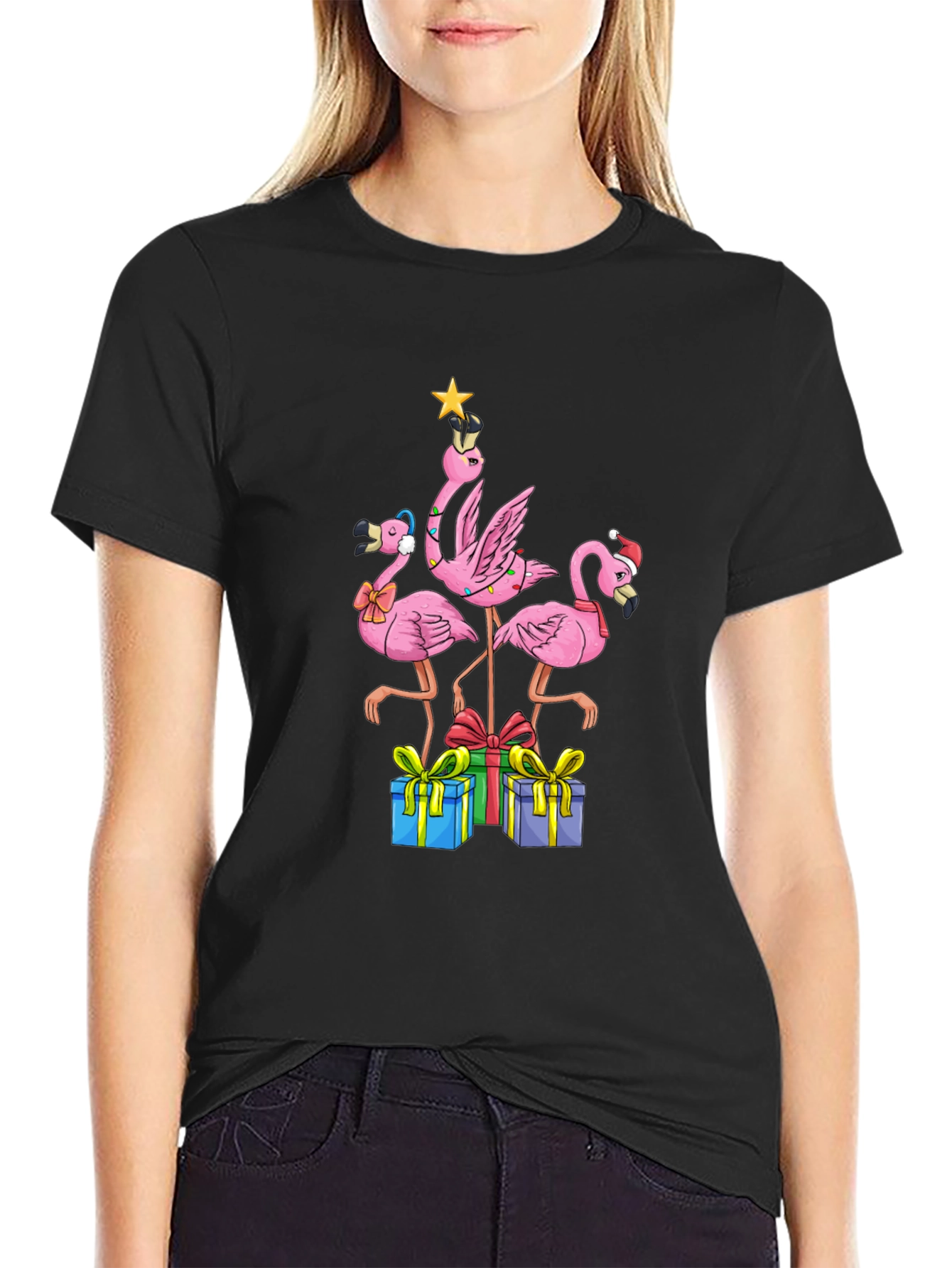Festive Flamingo Christmas T-Shirt