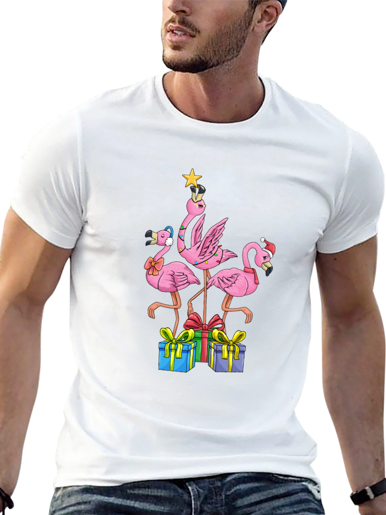 Festive Flamingo Christmas T-Shirt