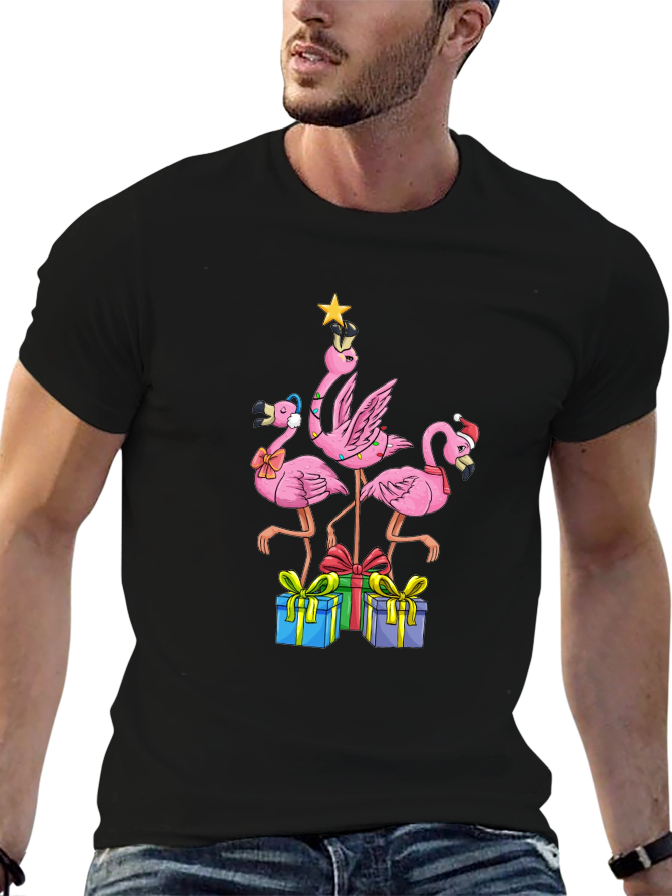 Festive Flamingo Christmas T-Shirt