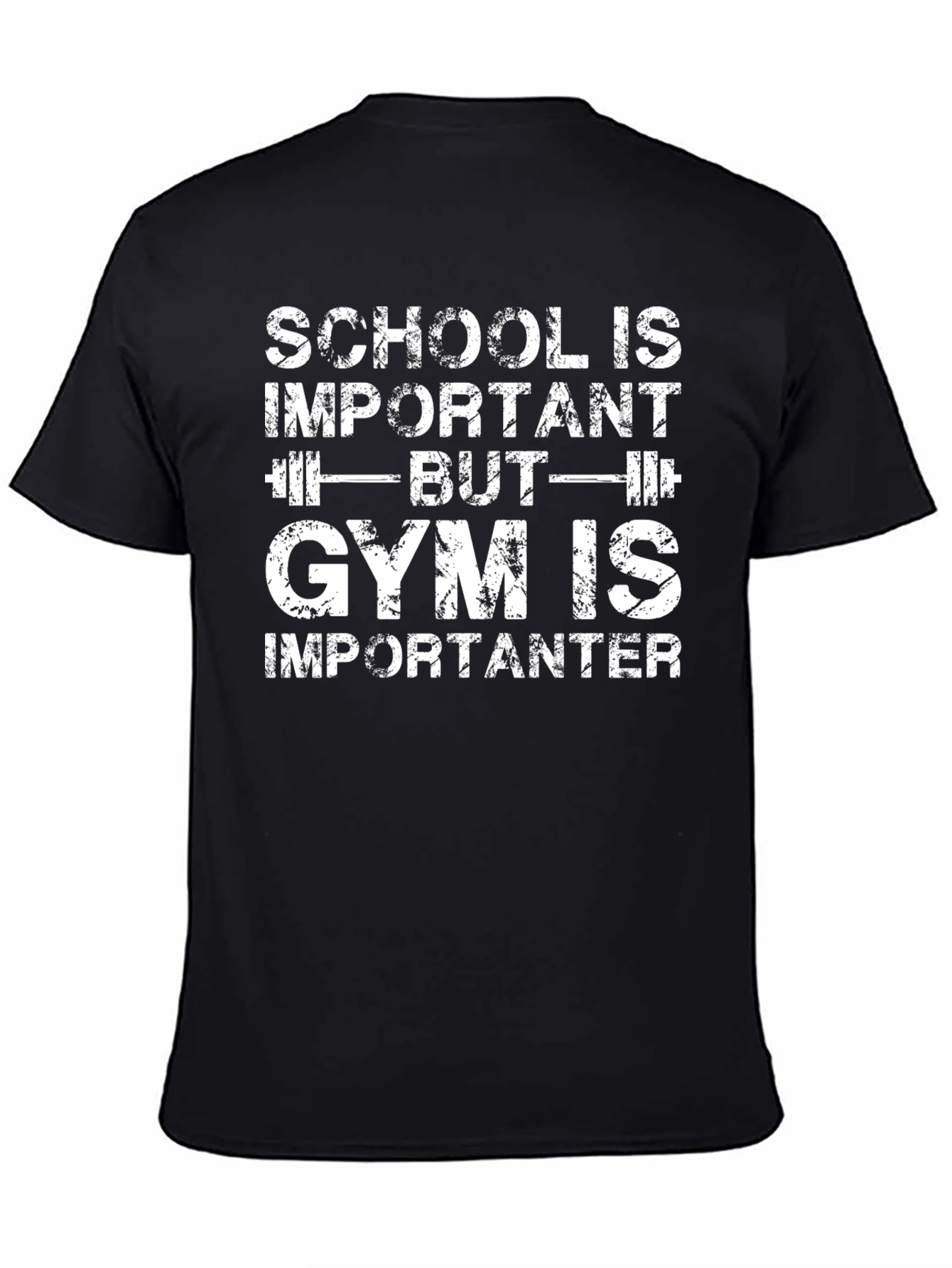 Gym Is Importanter T-Shirt - Black Graphic Tee