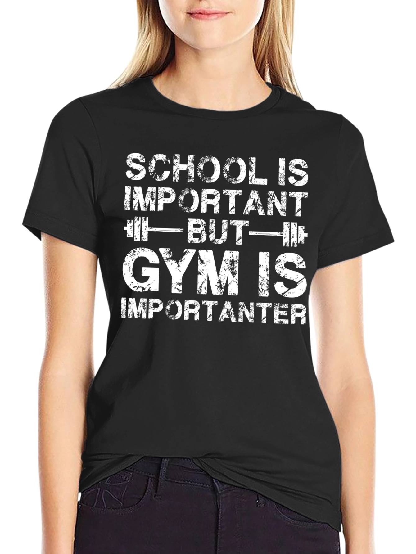 Gym Is Importanter T-Shirt - Black Graphic Tee