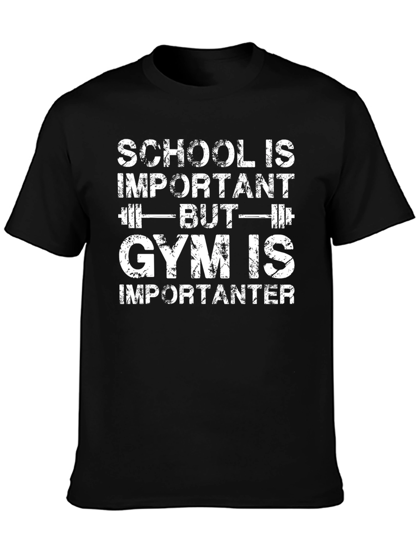 Gym Is Importanter T-Shirt - Black Graphic Tee