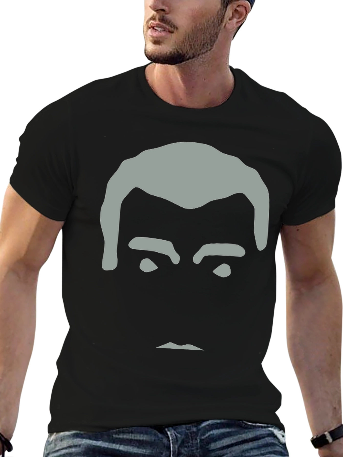 Minimalist Face Graphic Black T-Shirt