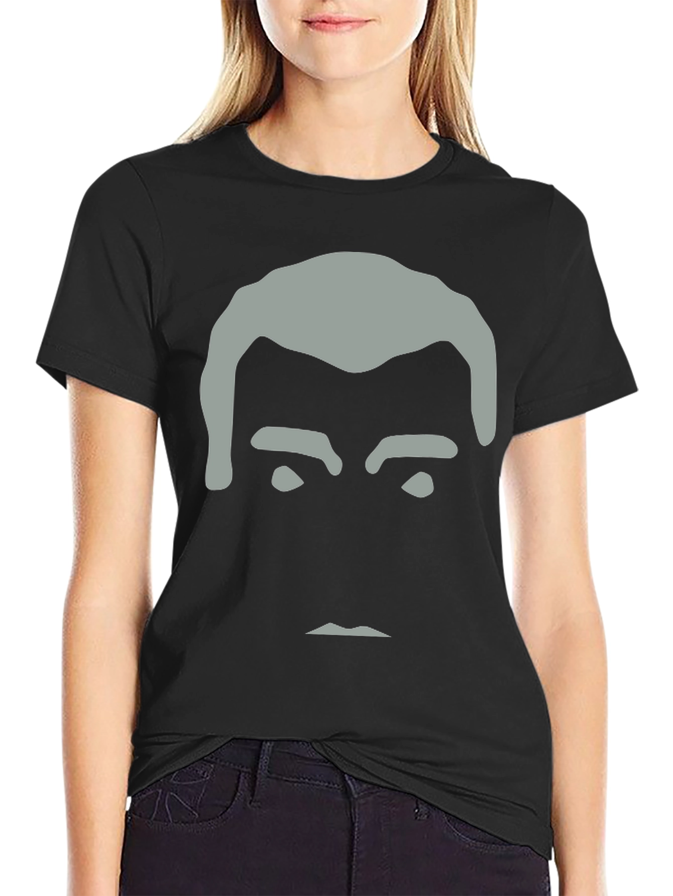 Minimalist Face Graphic Black T-Shirt