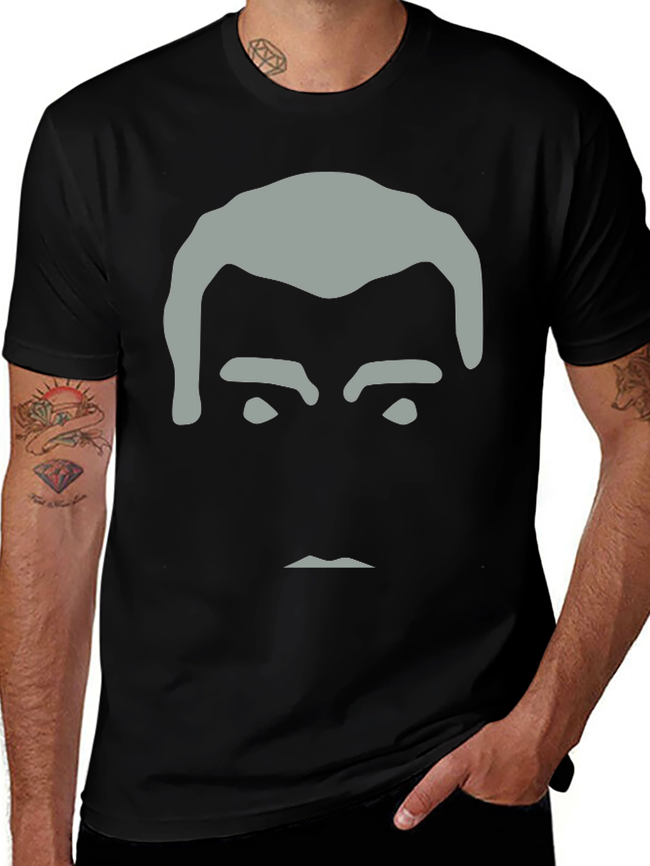 Minimalist Face Graphic Black T-Shirt