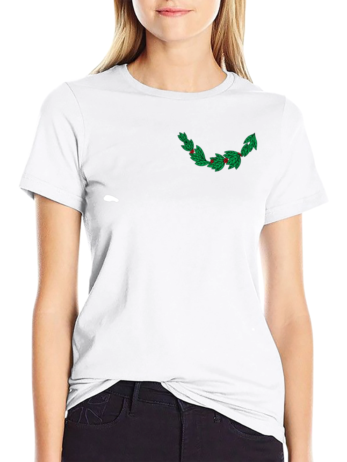 Festive Holly Graphic Tee - Black