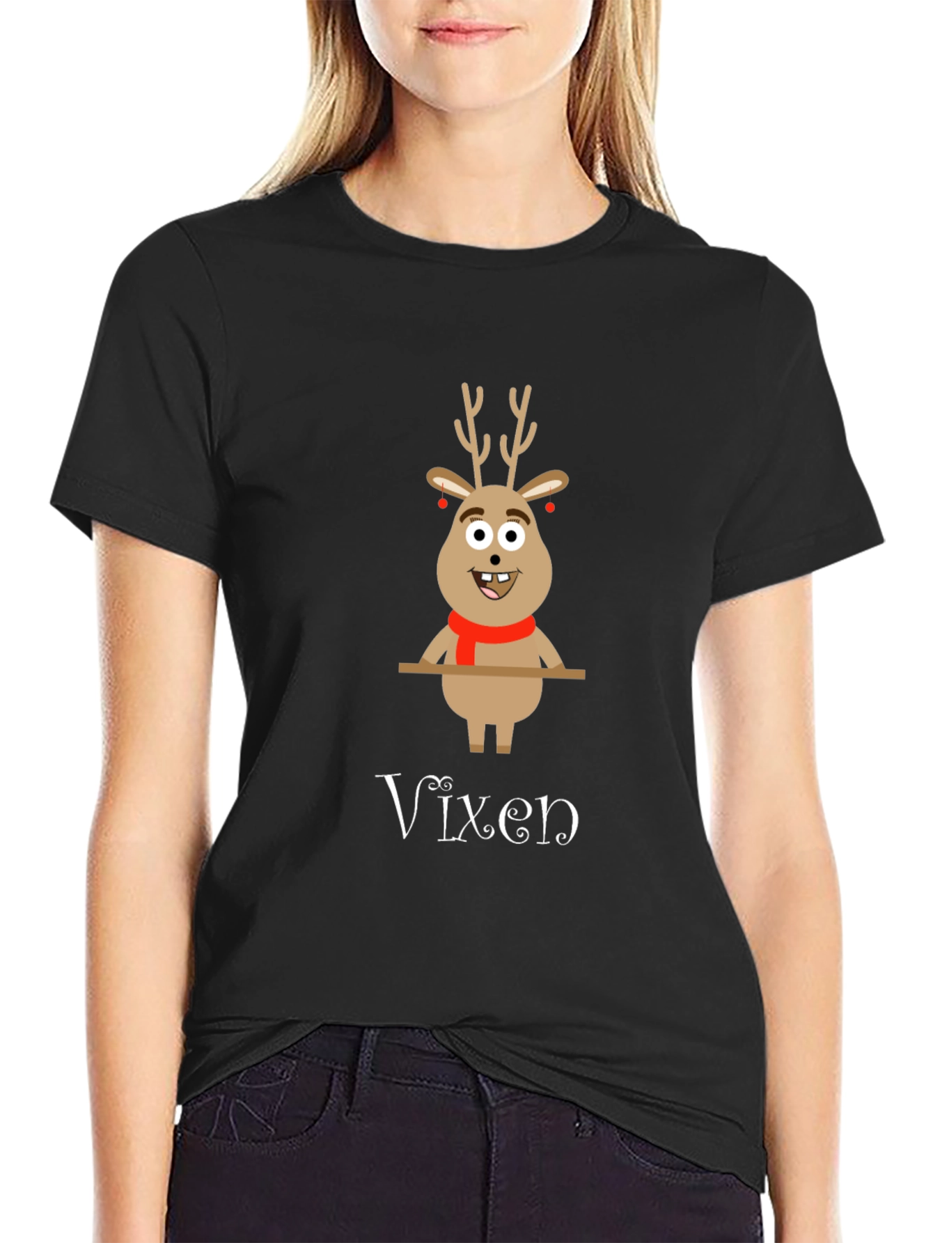 Vixen Reindeer Christmas T-Shirt - Holiday Graphic Tee