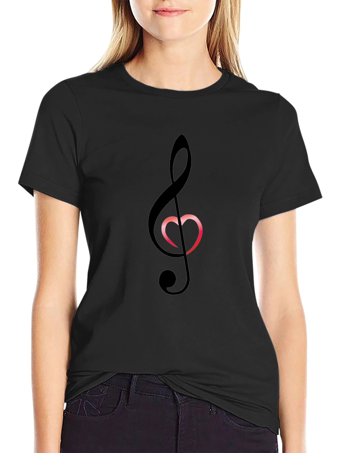Music Heart T-Shirt - Black Cotton Tee