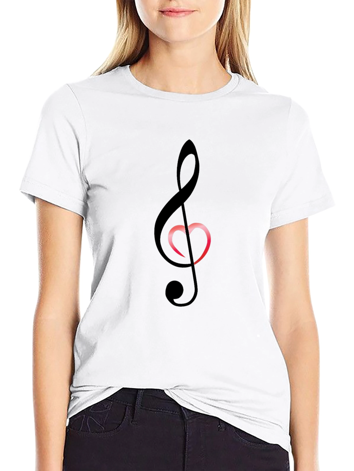 Music Heart T-Shirt - Black Cotton Tee