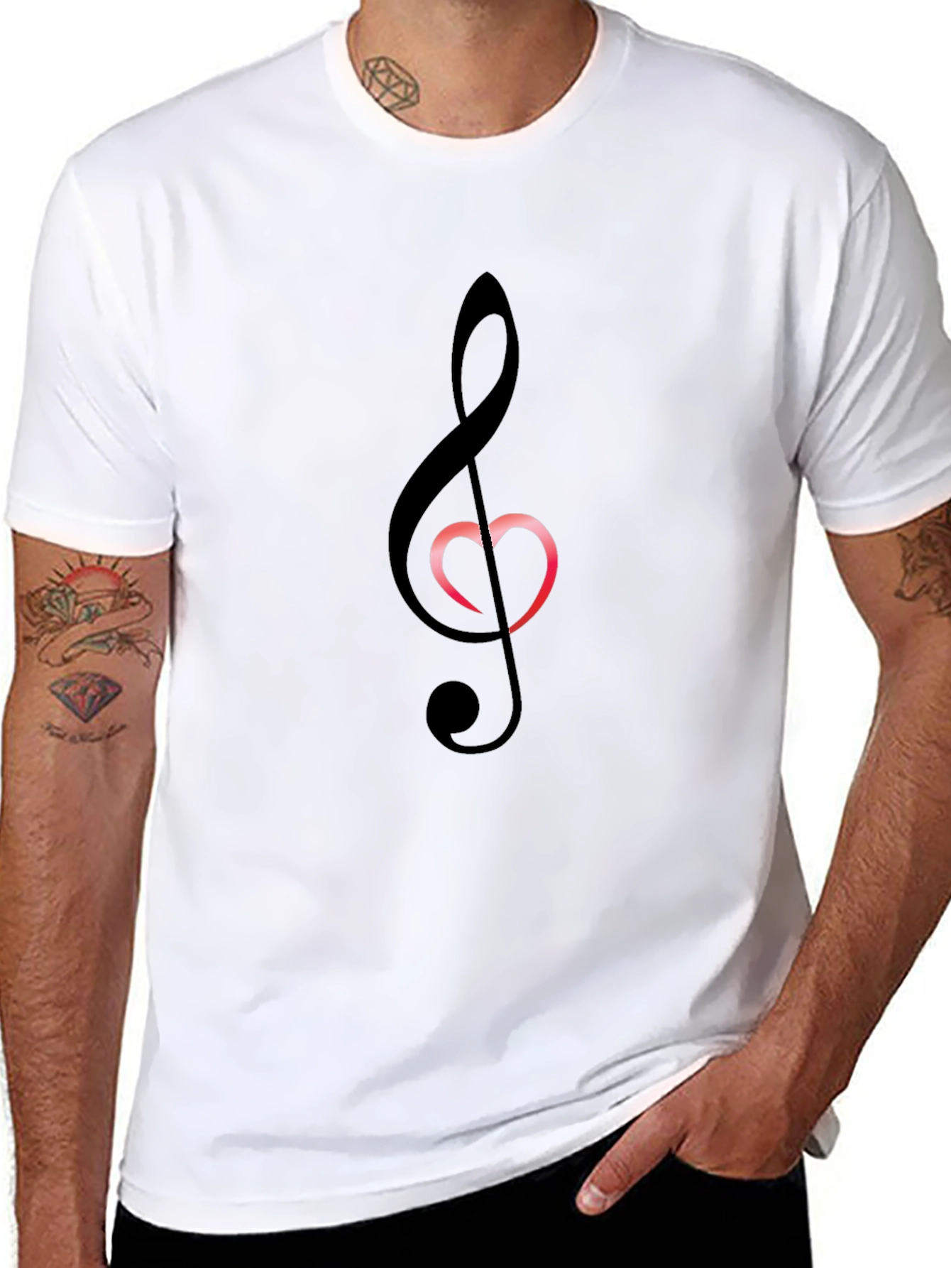 Music Heart T-Shirt - Black Cotton Tee