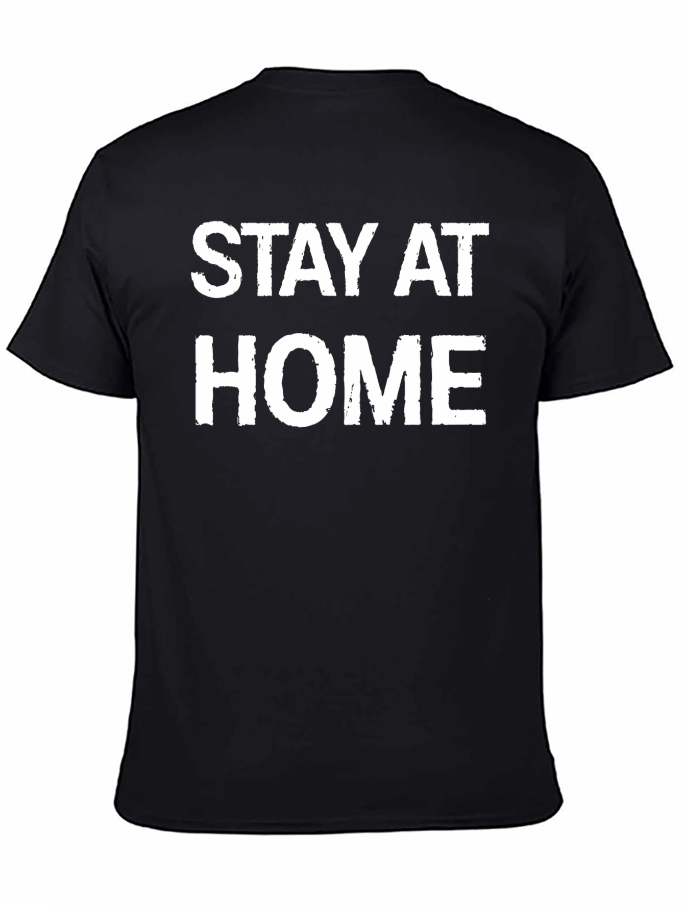Stay At Home Black Cotton Tee
