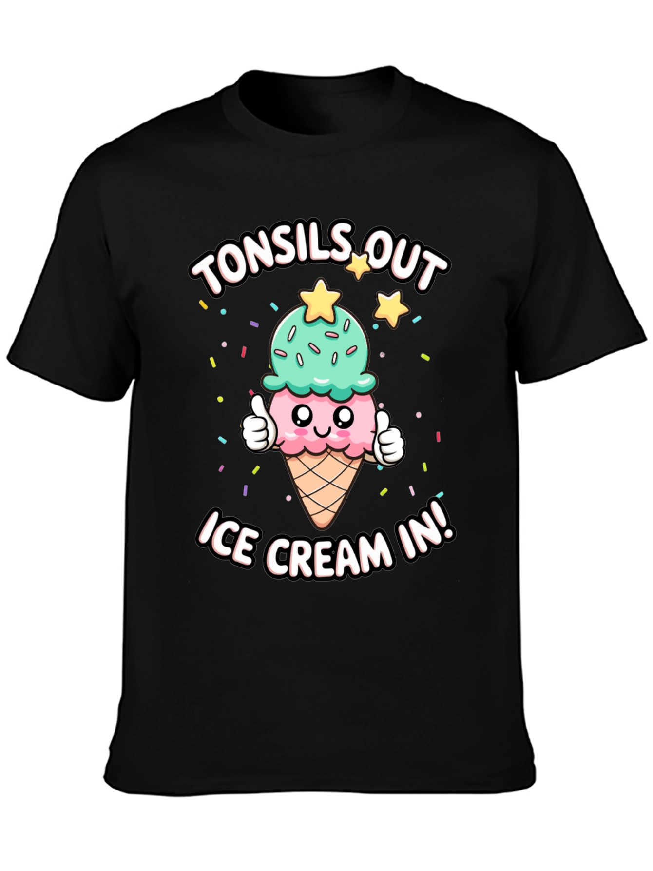 Tonsils Out Ice Cream In Black T-Shirt