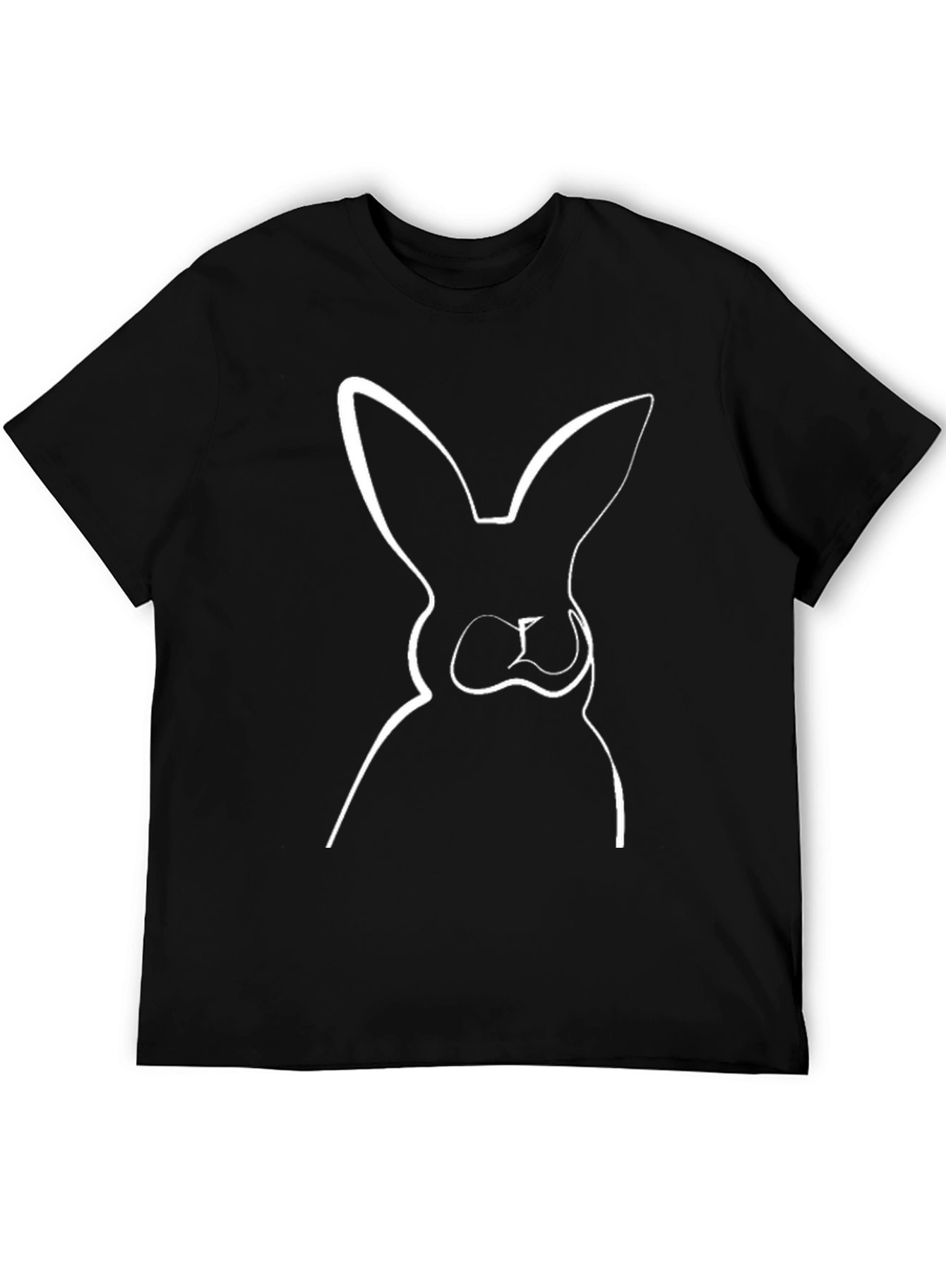Minimalist Rabbit Graphic Tee - Black