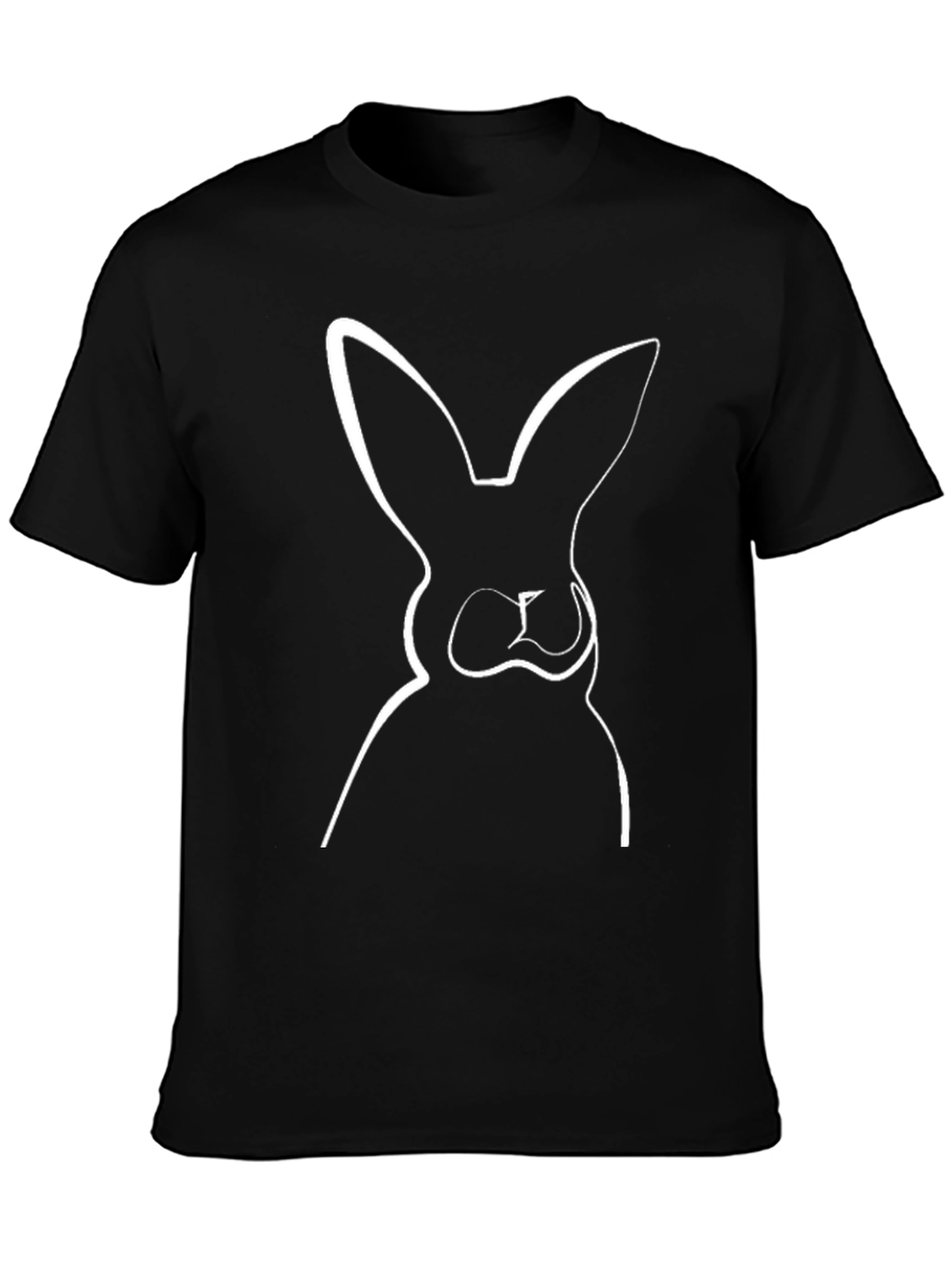Minimalist Rabbit Graphic Tee - Black