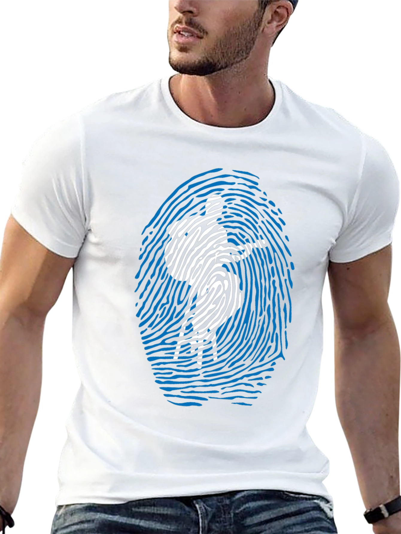 Unique Fingerprint Silhouette Graphic Tee - Black