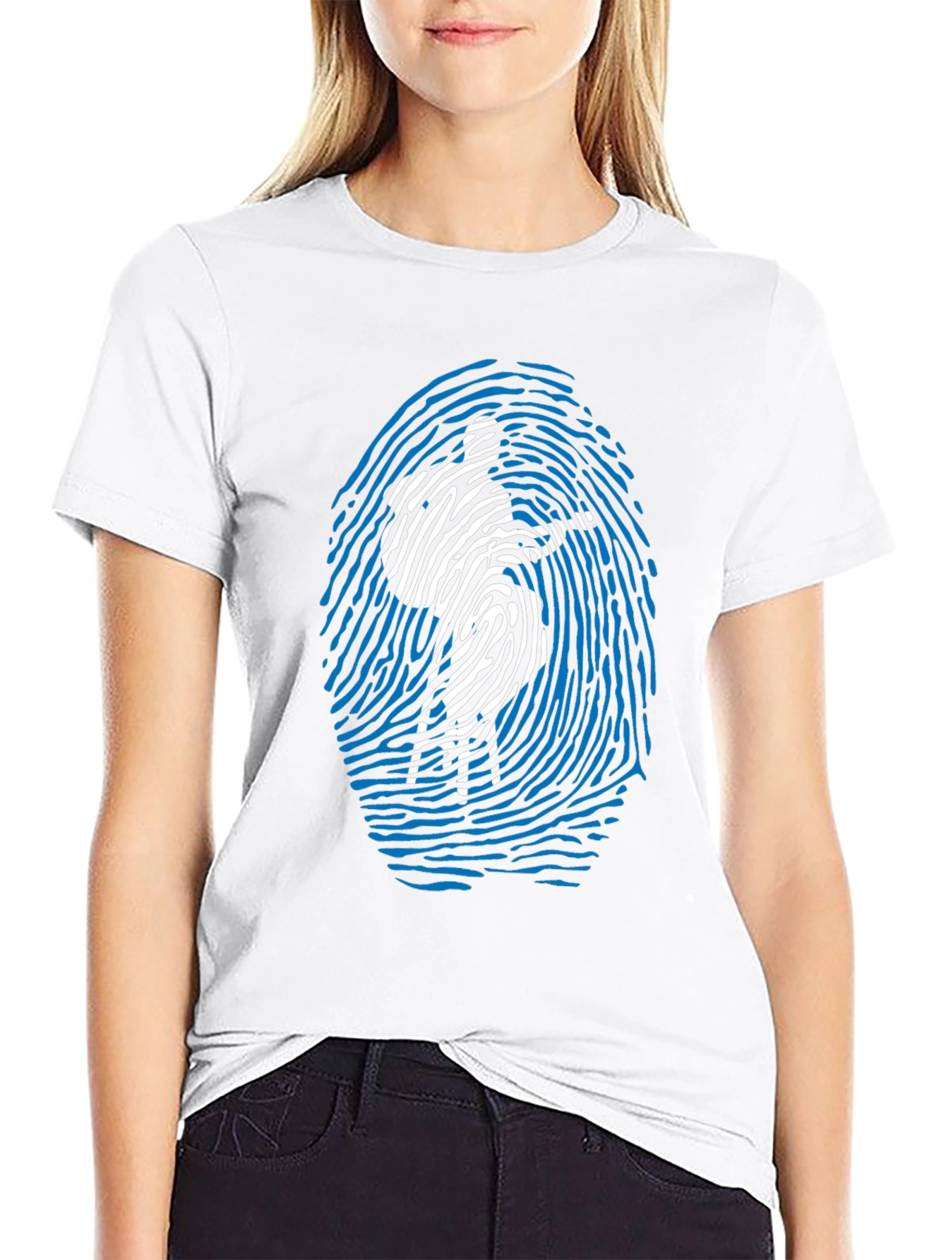 Unique Fingerprint Silhouette Graphic Tee - Black