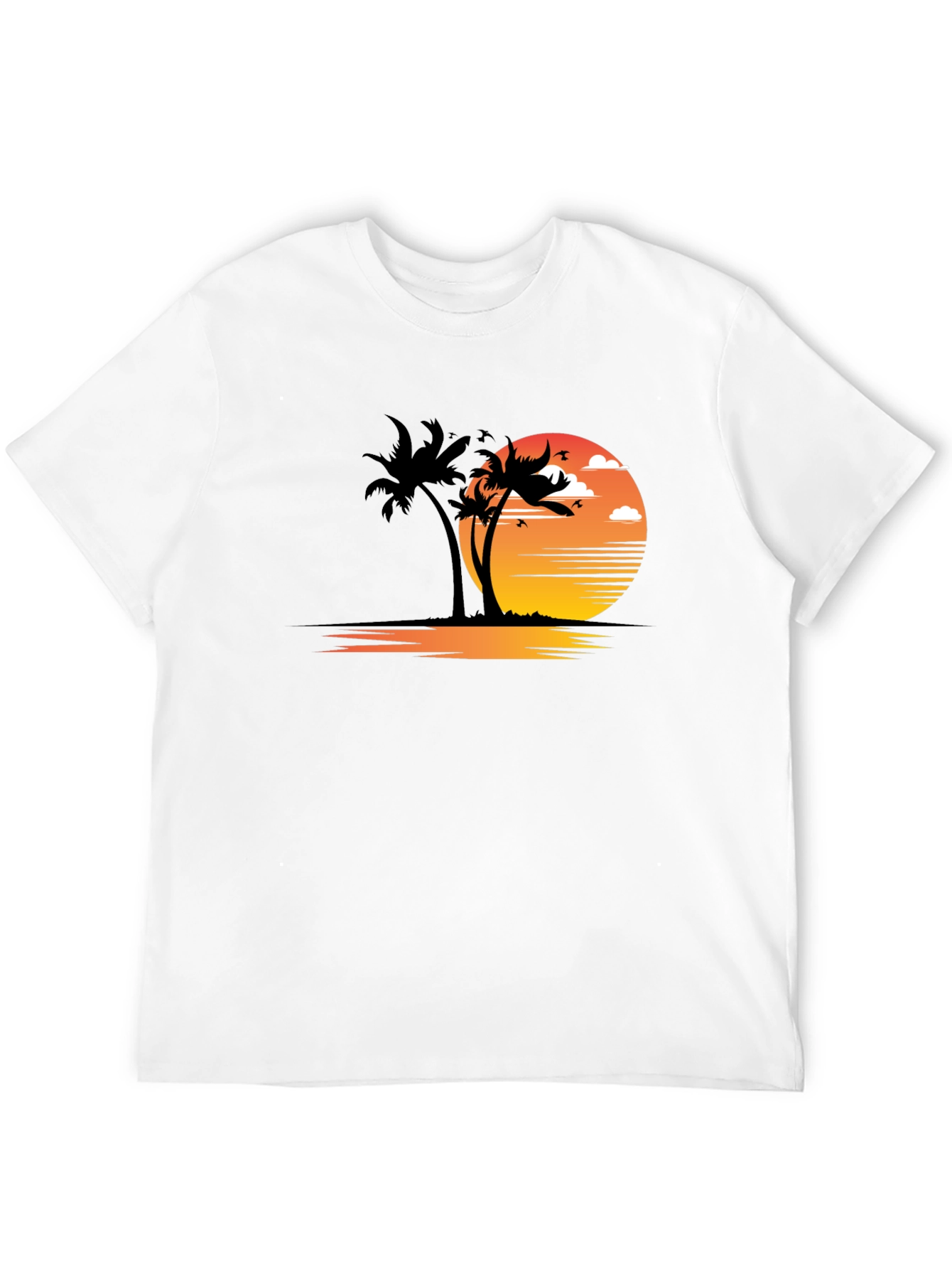 Sunset Palm Tree Graphic Tee - Black