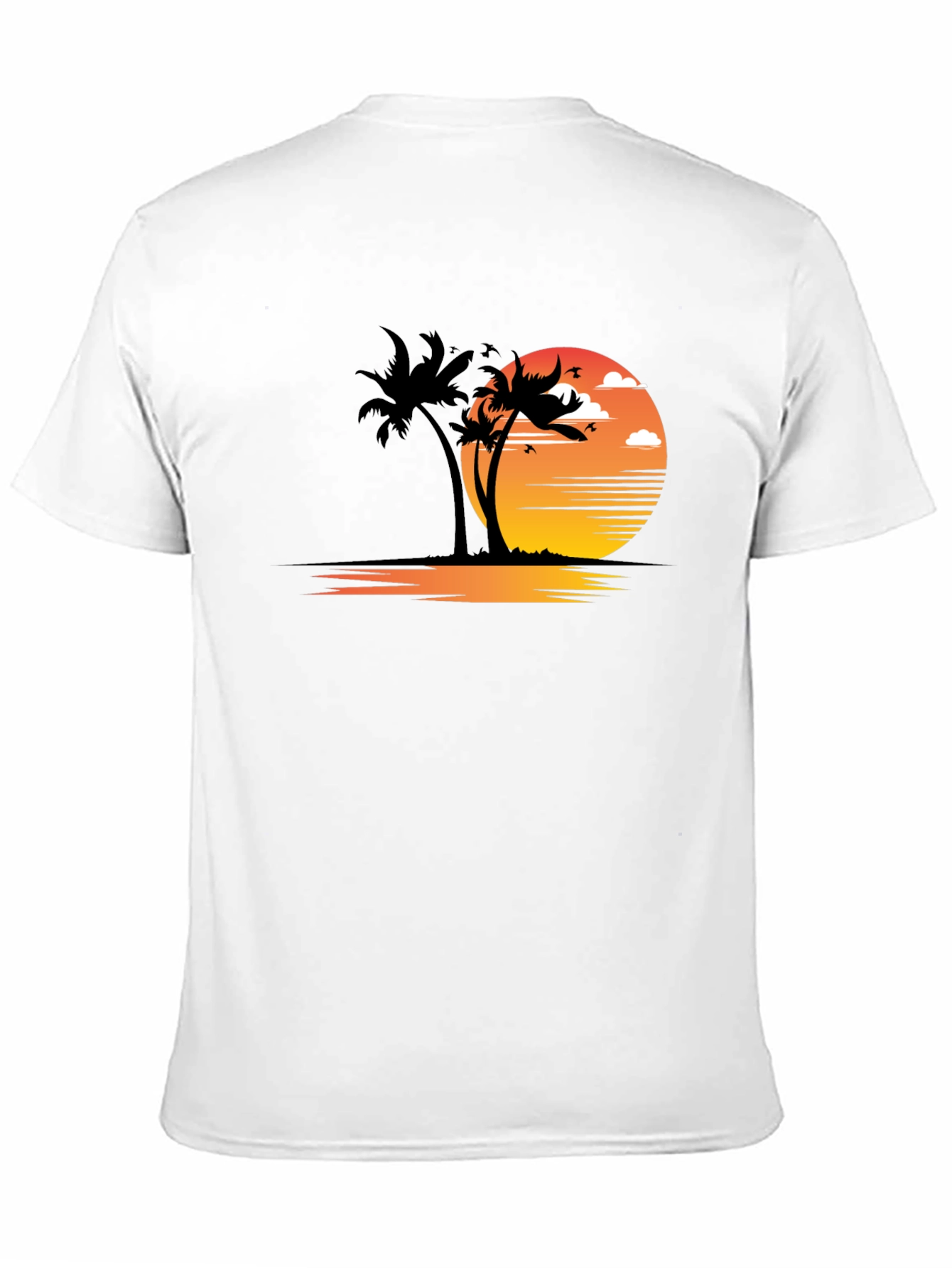 Sunset Palm Tree Graphic Tee - Black