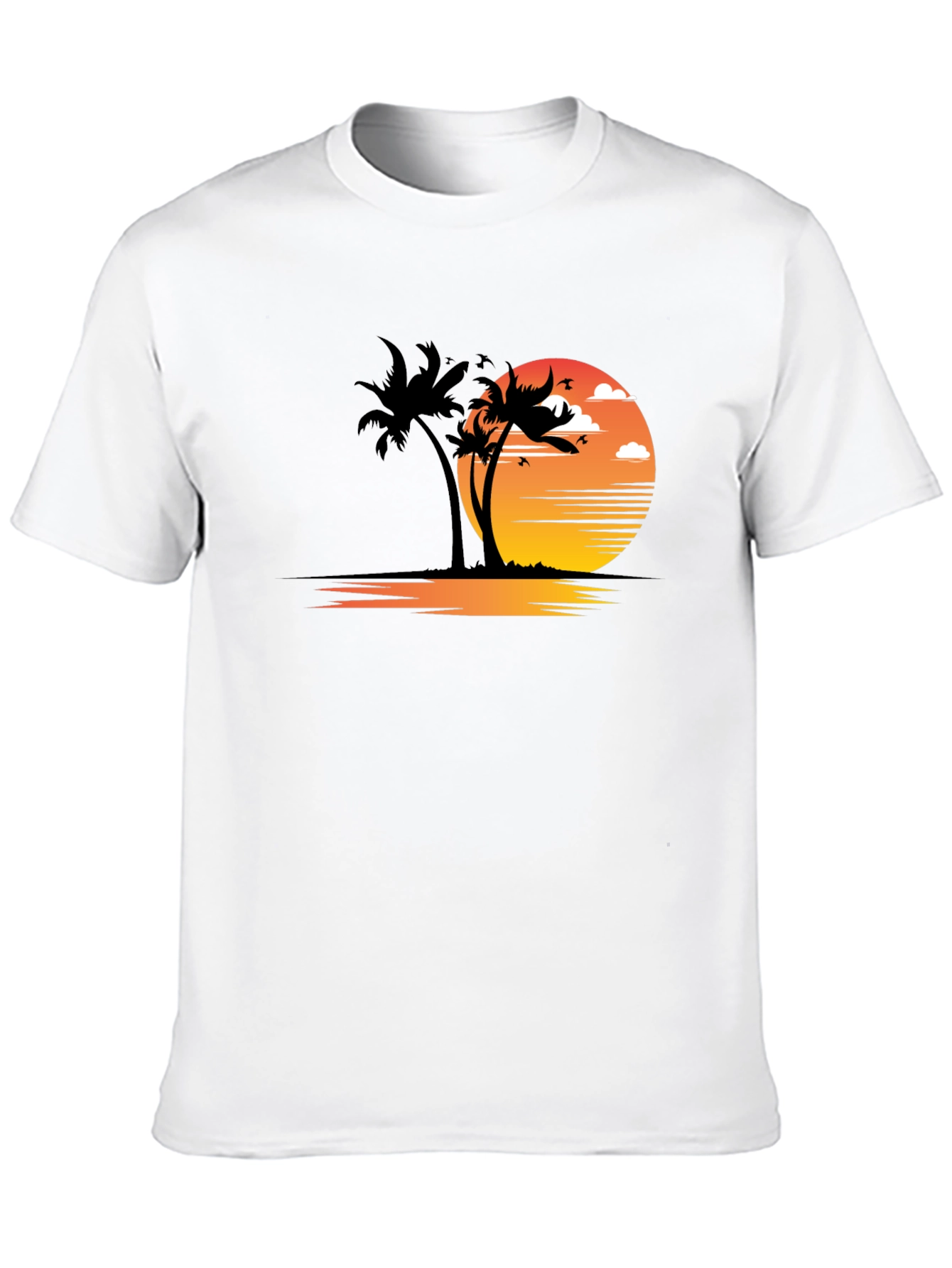 Sunset Palm Tree Graphic Tee - Black