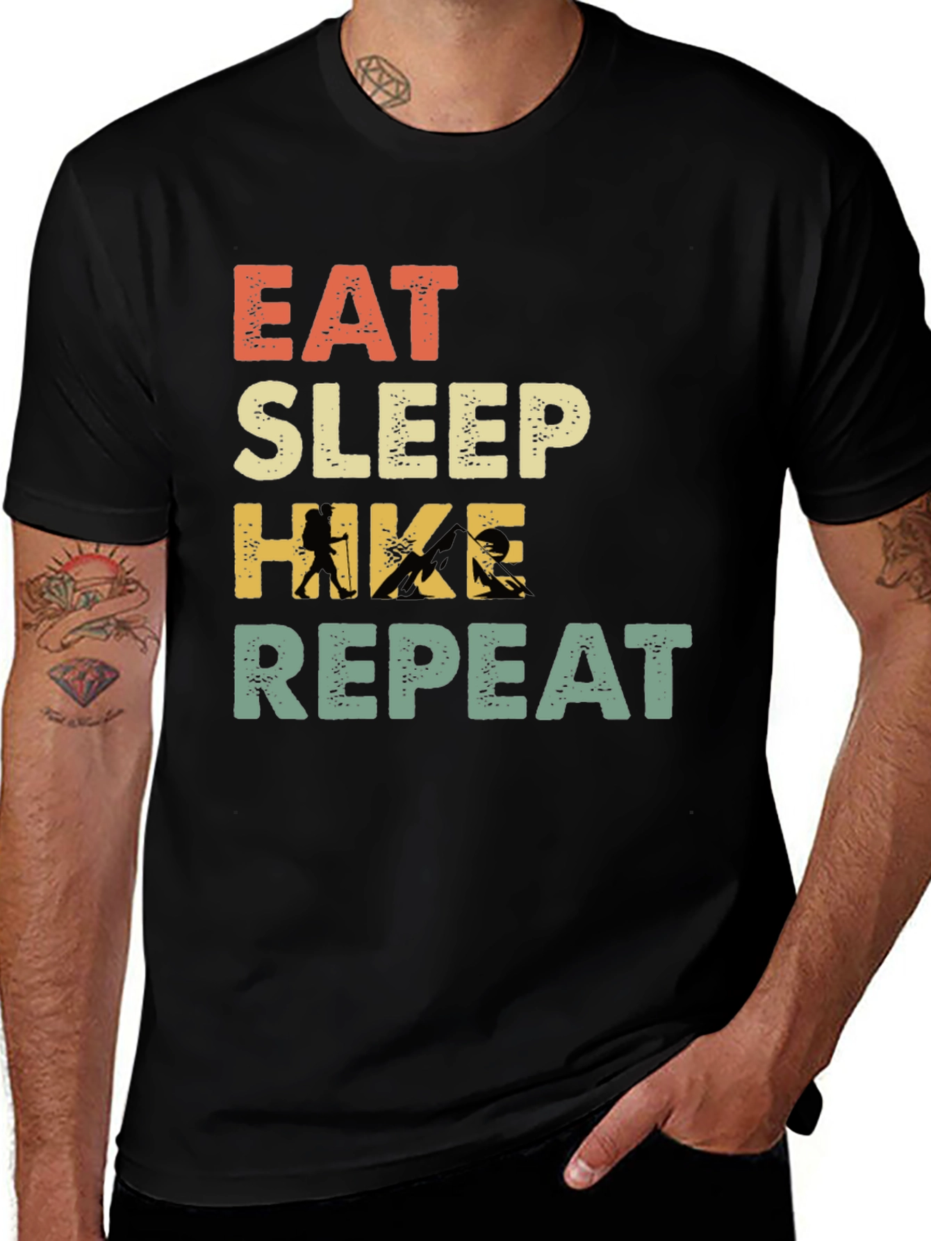Eat Sleep Hike Repeat T-Shirt - Hiking Adventure Tee