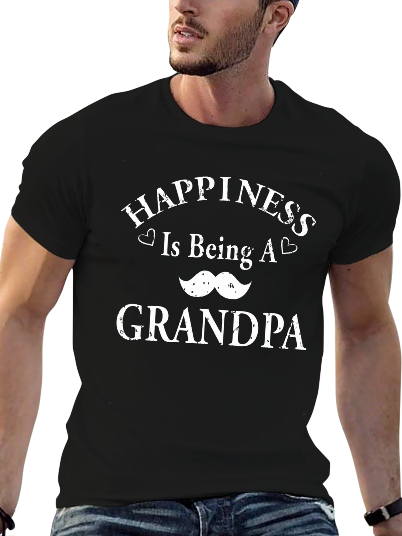 Happiness Is Being A Grandpa Black T-Shirt