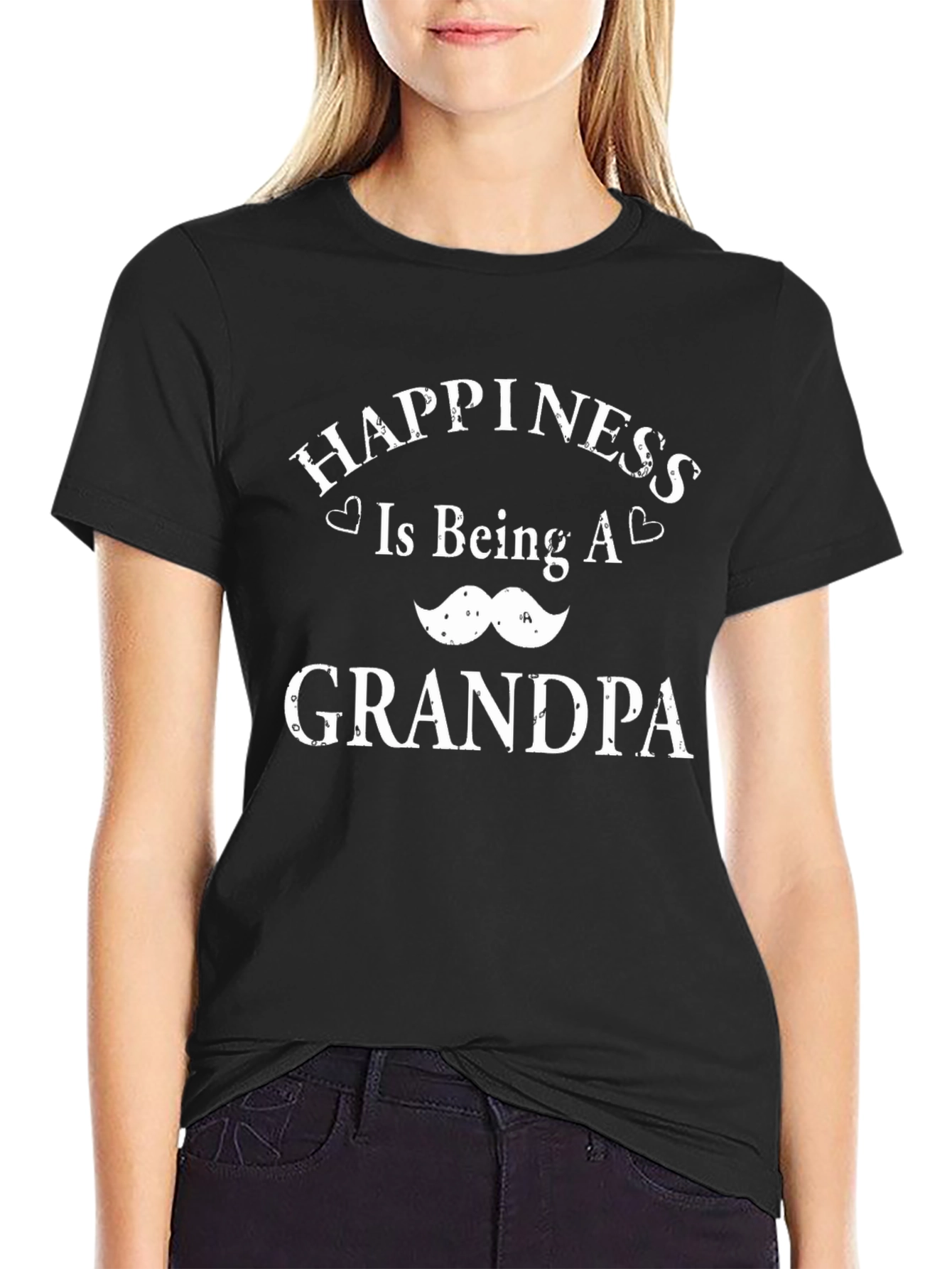 Happiness Is Being A Grandpa Black T-Shirt