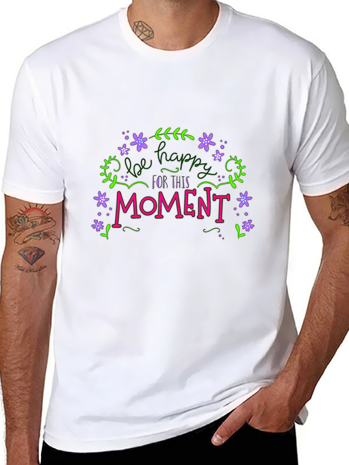 Be Happy T-Shirt - Floral Graphic Tee