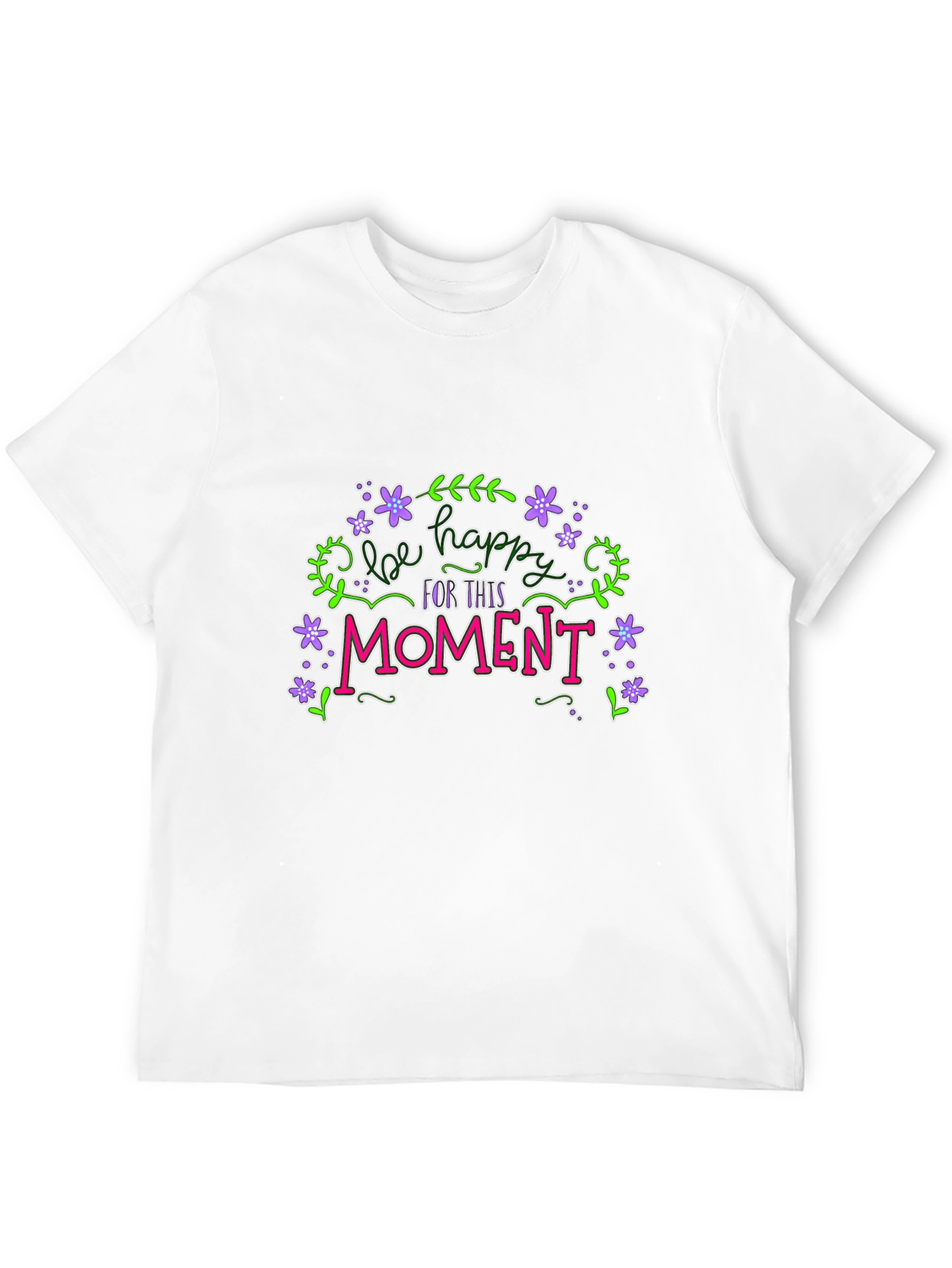 Be Happy T-Shirt - Floral Graphic Tee