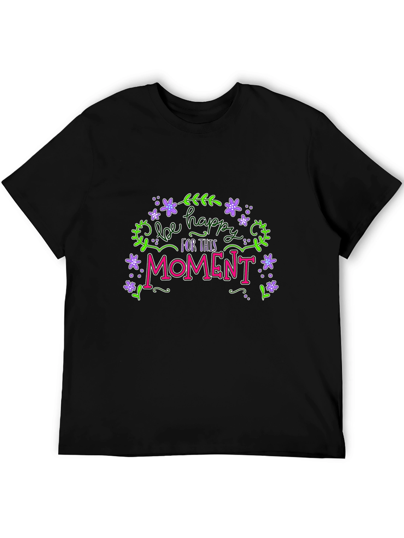 Be Happy T-Shirt - Floral Graphic Tee
