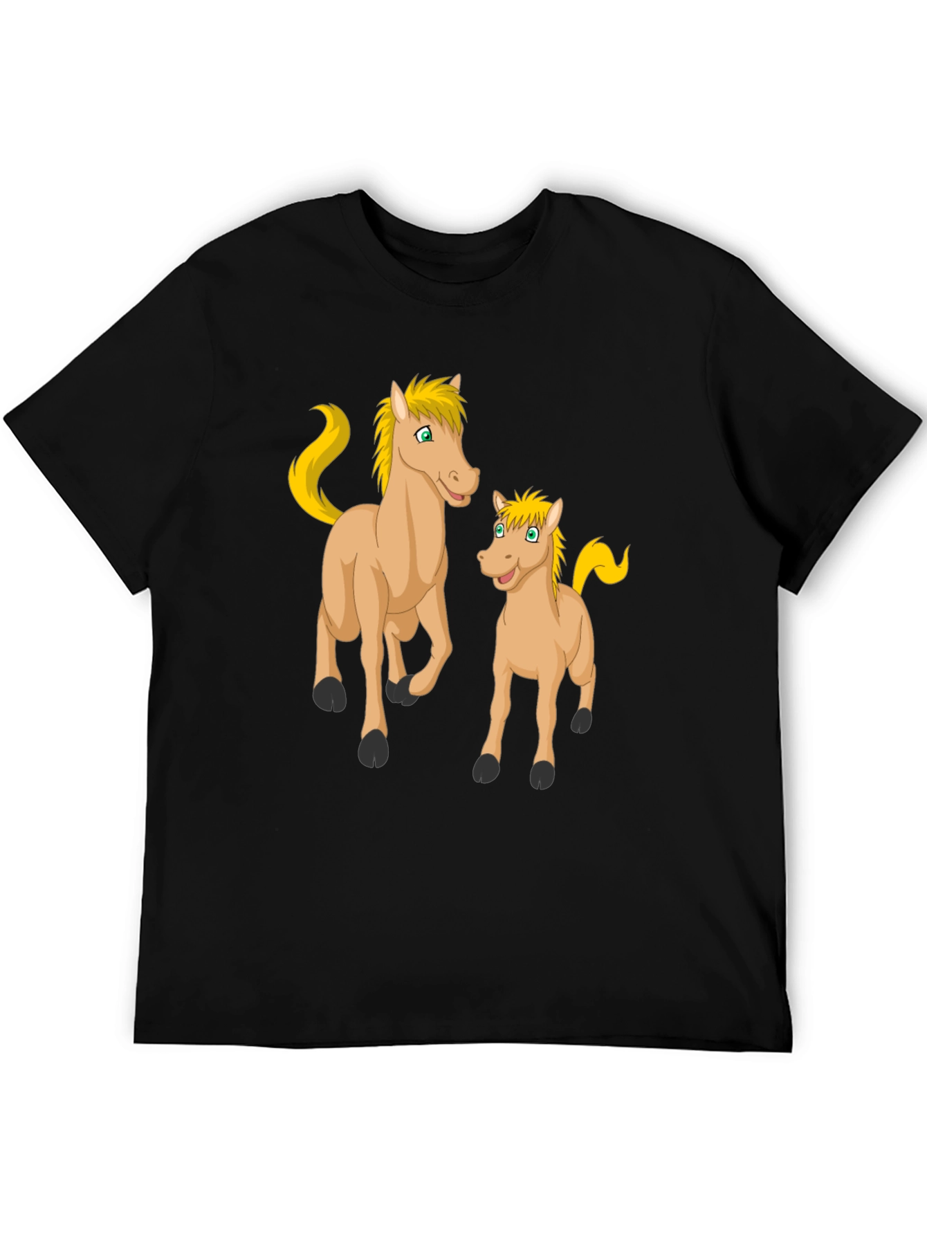 Cartoon Horse Graphic Black T-Shirt
