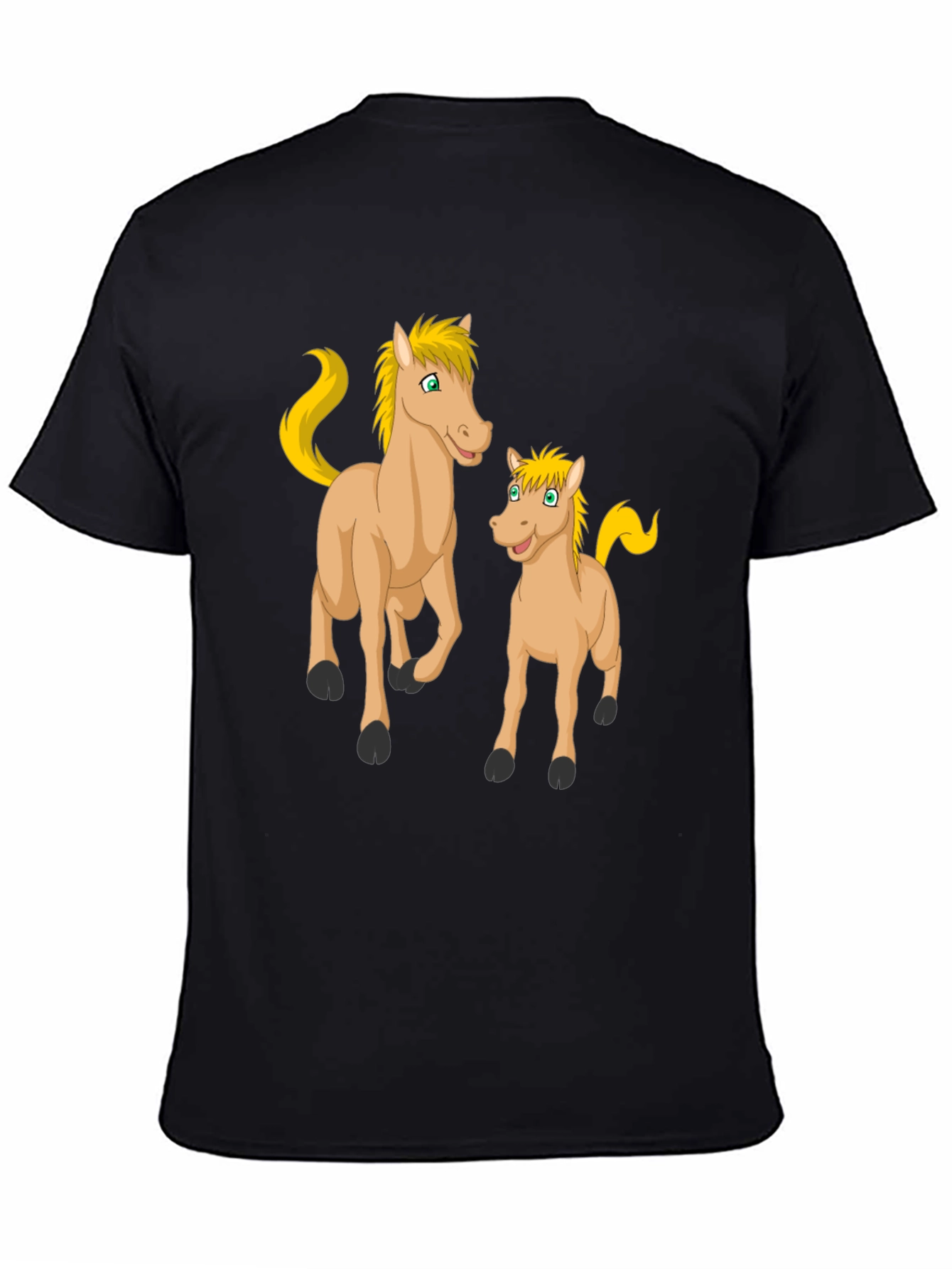 Cartoon Horse Graphic Black T-Shirt