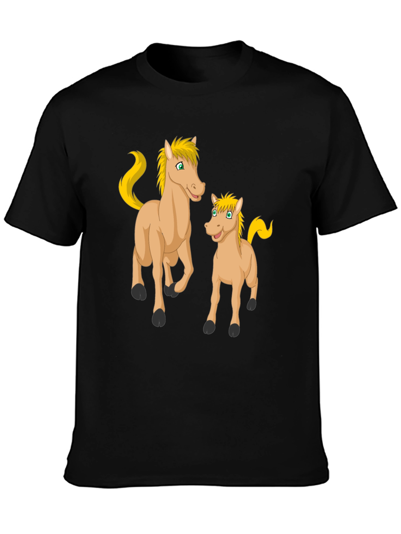 Cartoon Horse Graphic Black T-Shirt