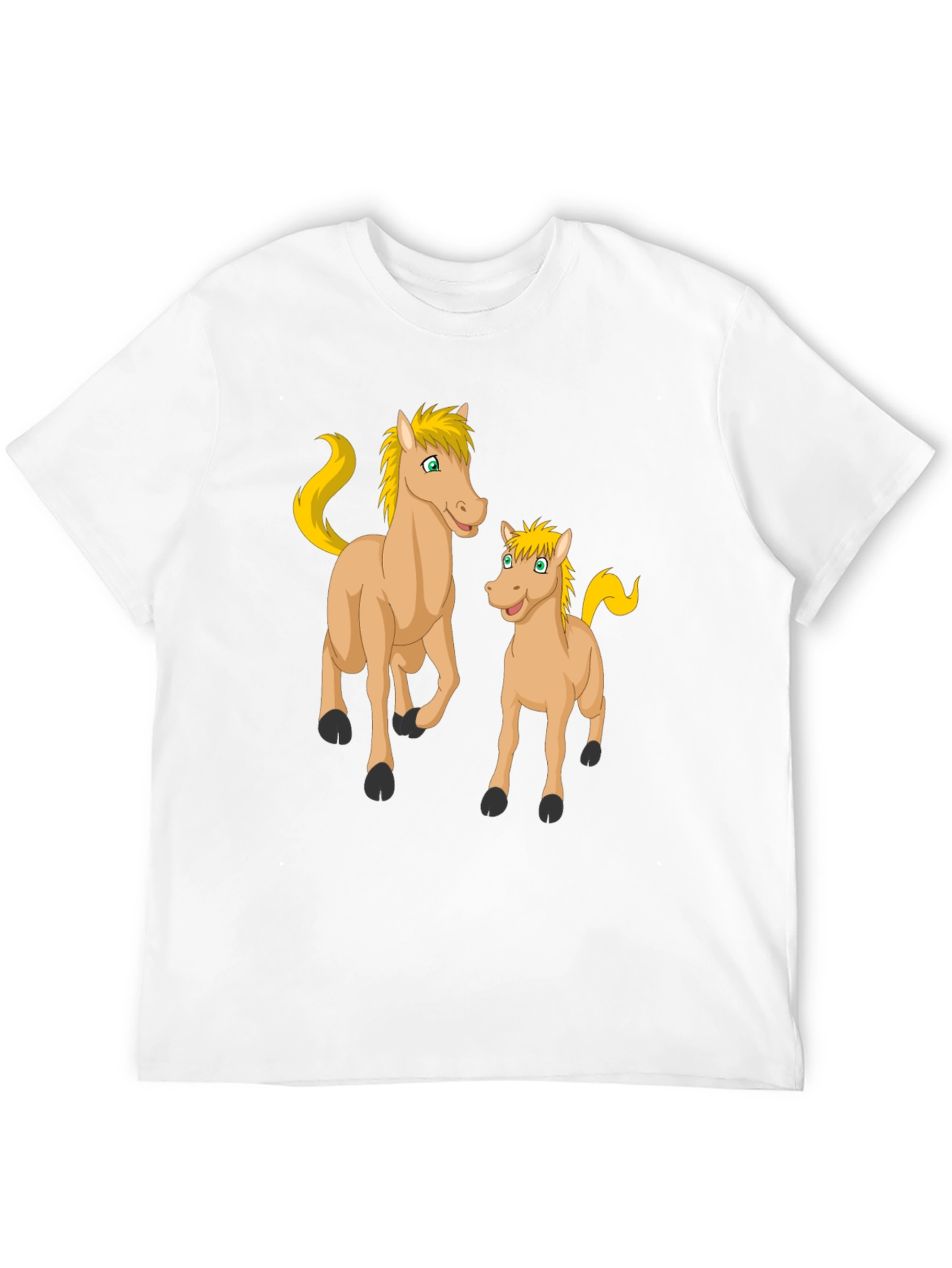 Cartoon Horse Graphic Black T-Shirt