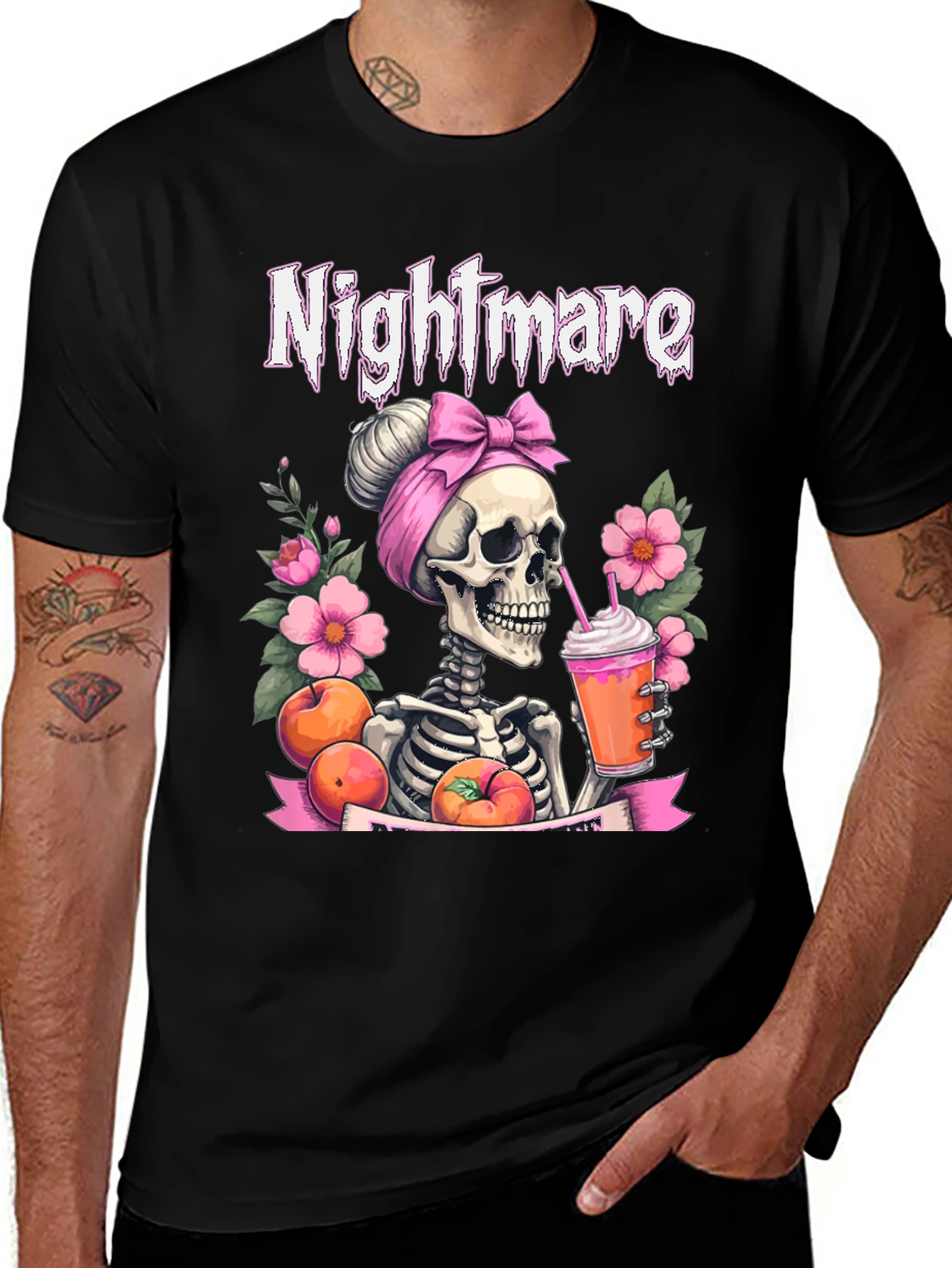 Nightmare Skeleton Peach Drink T-Shirt