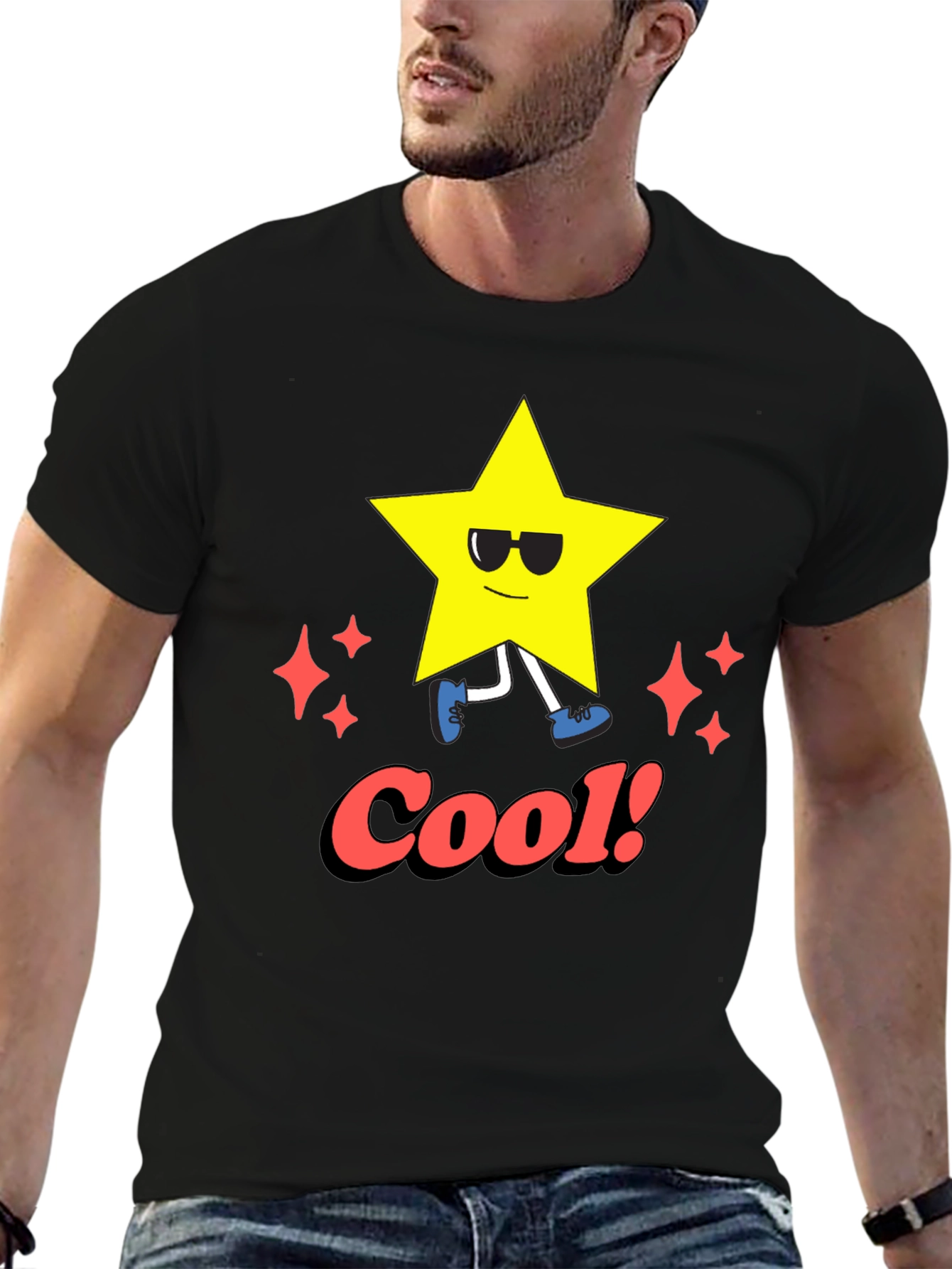 Cool Star Graphic Tee - Black Casual T-Shirt