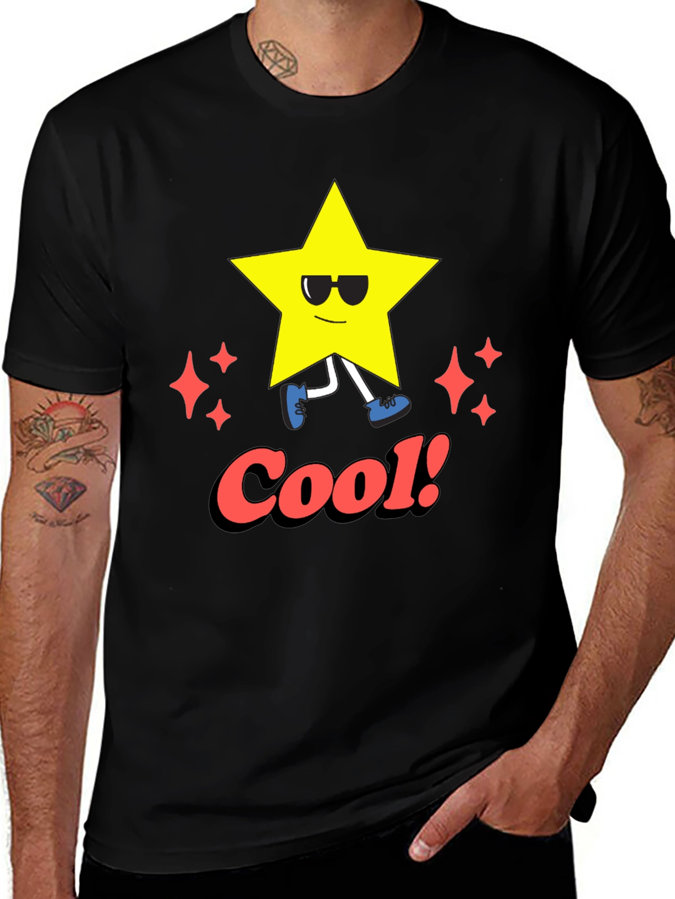 Cool Star Graphic Tee - Black Casual T-Shirt