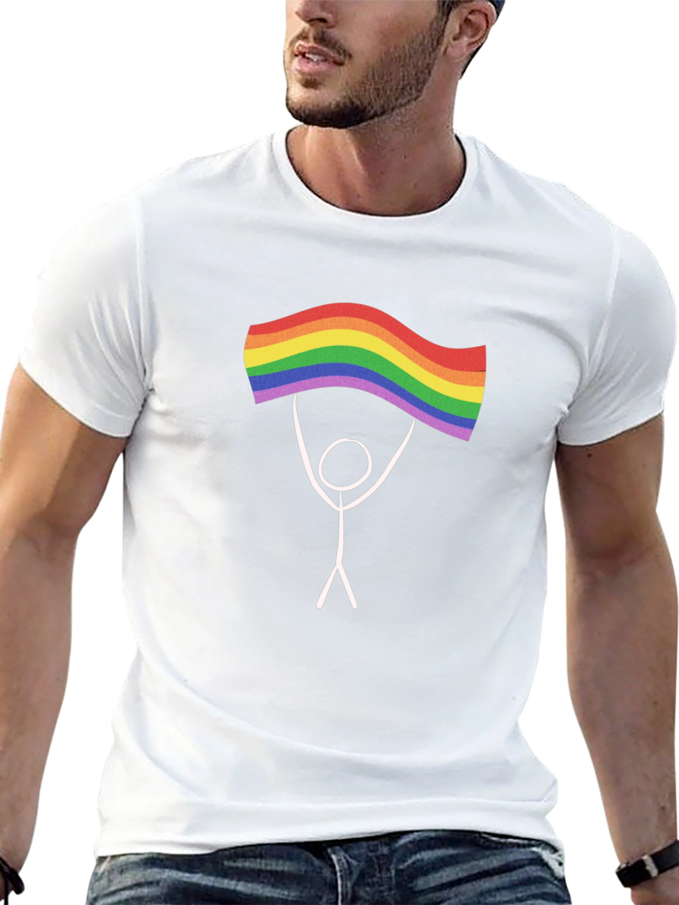 Pride Stick Figure Graphic Tee - Black