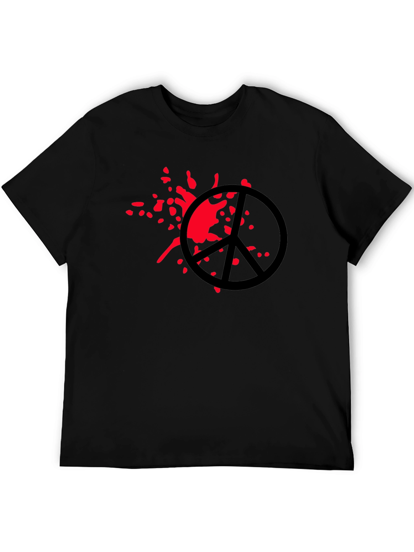 Peace Sign Graphic Tee - Black Cotton Blend