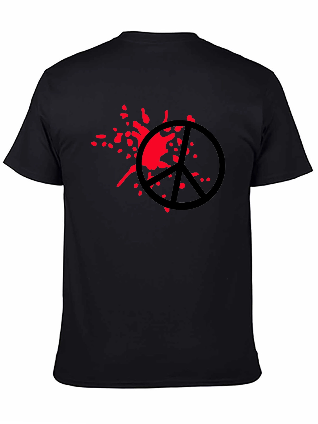 Peace Sign Graphic Tee - Black Cotton Blend