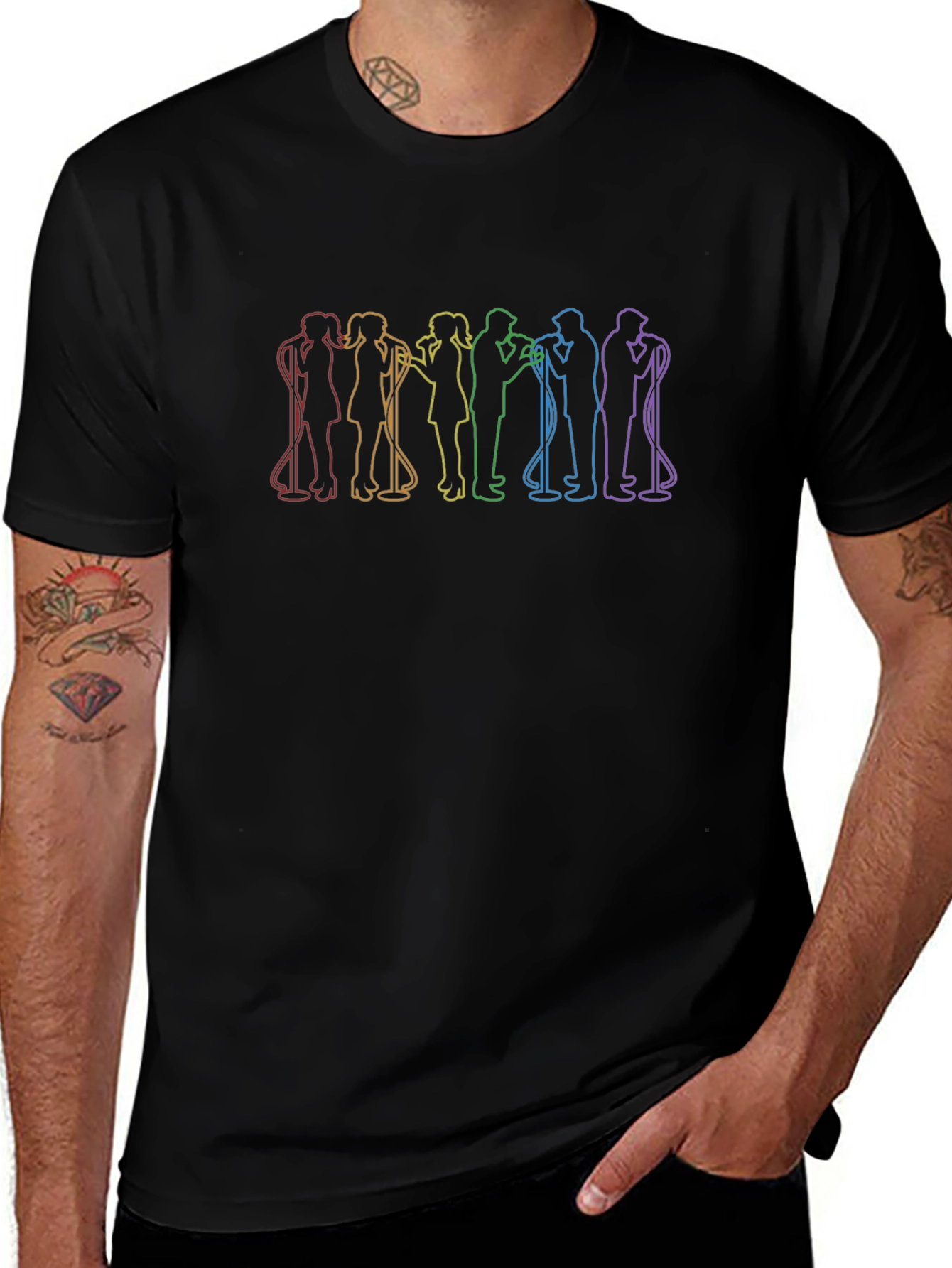 Rainbow Singer Silhouette Black T-Shirt