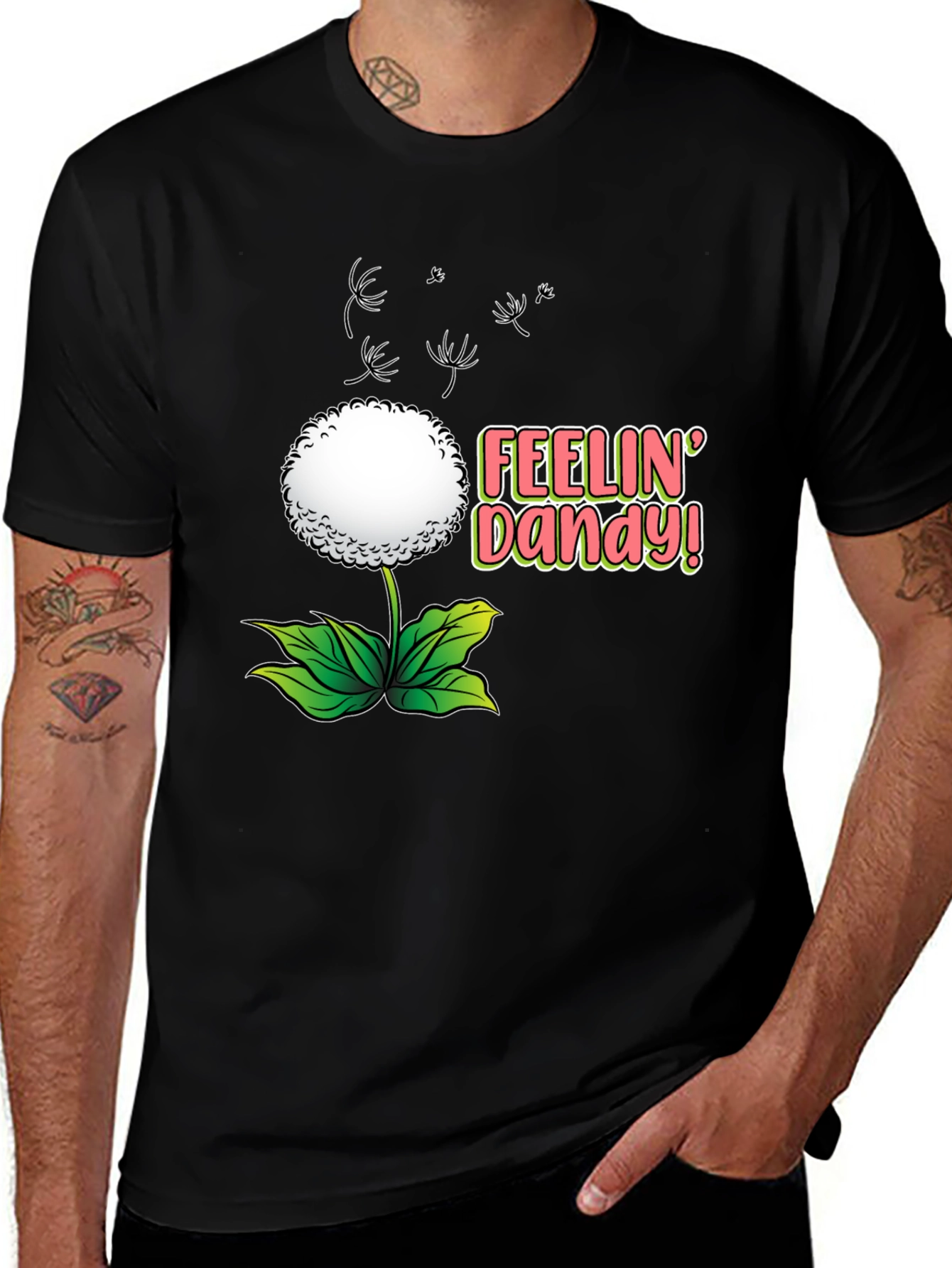 Feelin Dandy T-Shirt - Black Floral Design