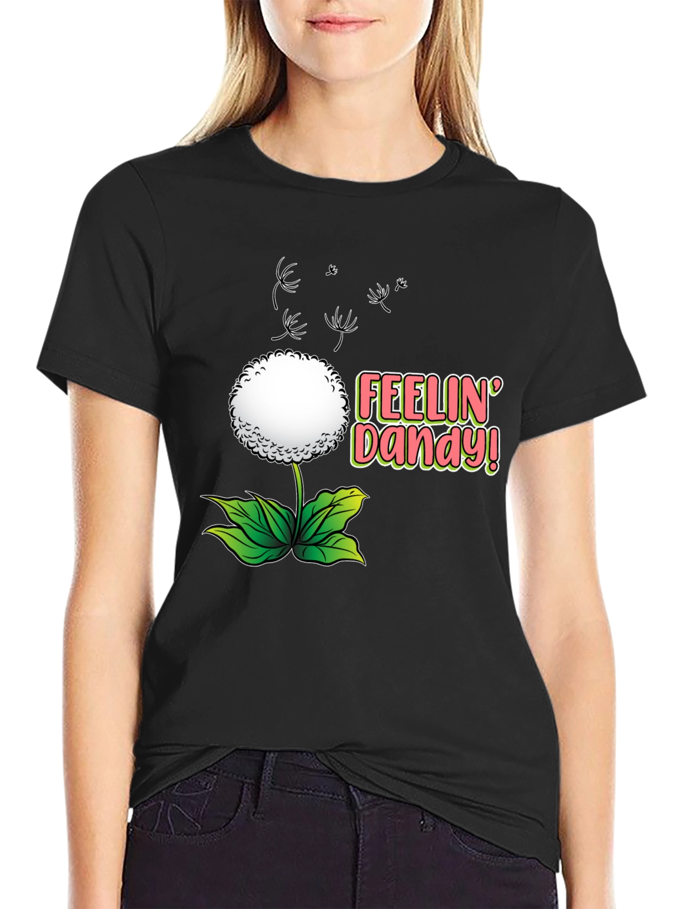 Feelin Dandy T-Shirt - Black Floral Design