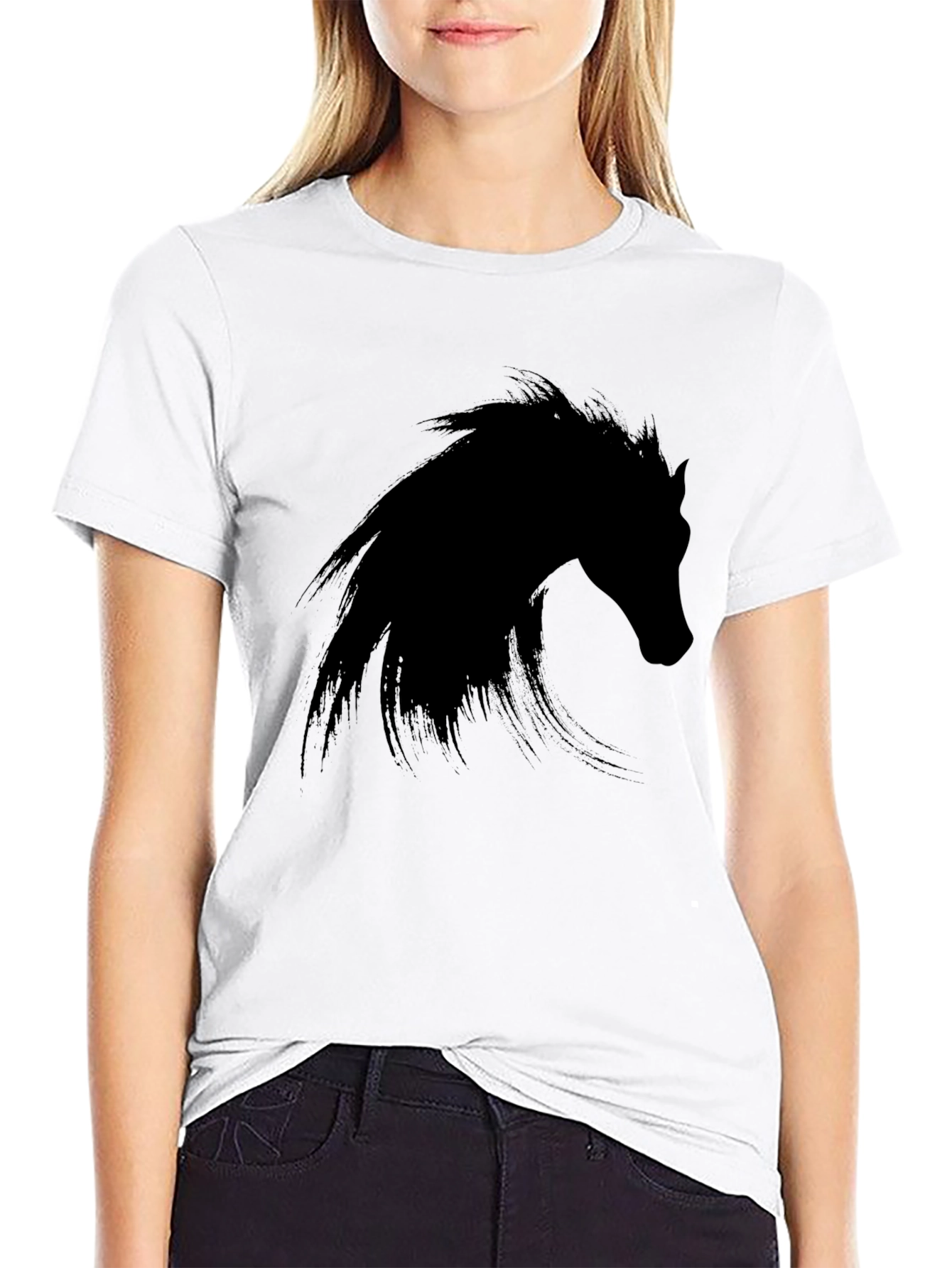 Black Horse Graphic Tee - Mens Fashion