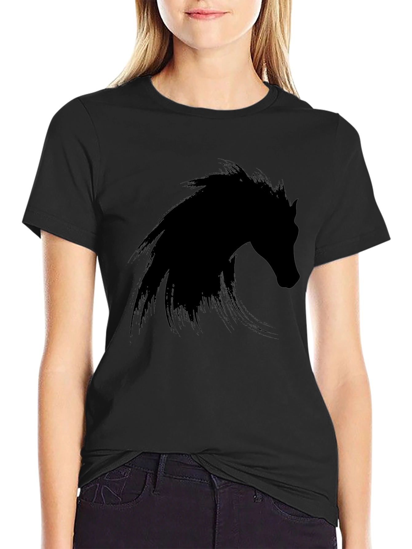 Black Horse Graphic Tee - Mens Fashion