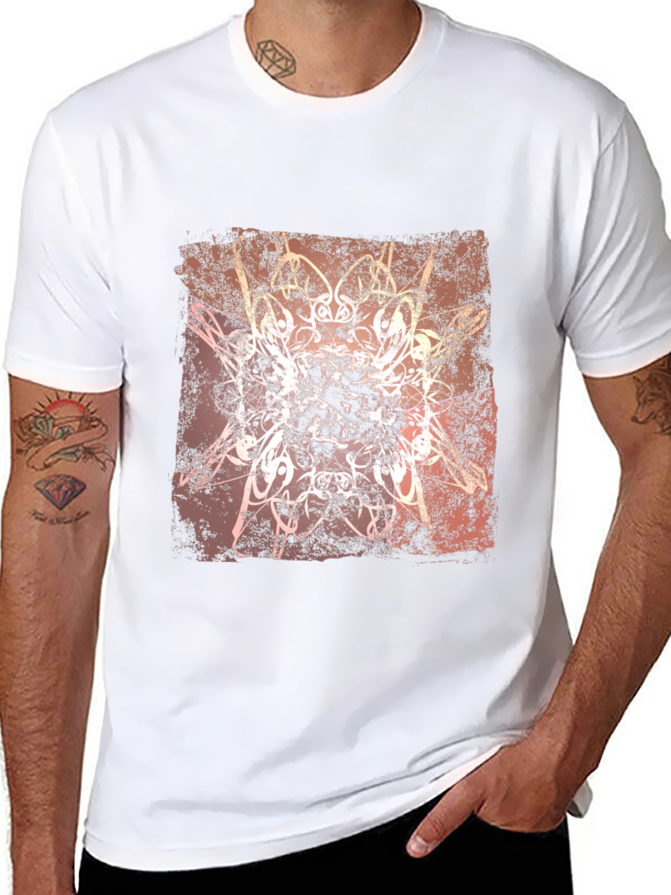 Abstract Graphic Tee - Black Cotton Blend