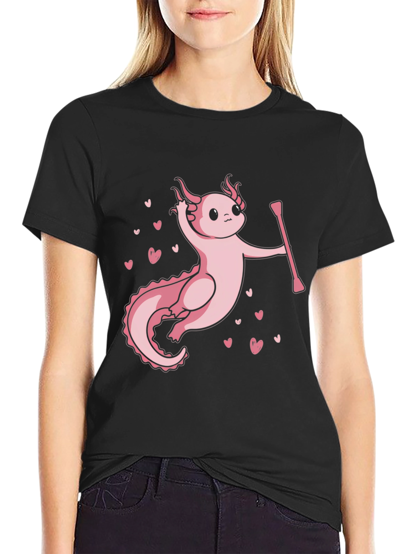 Axolotl Majorette T-Shirt - Cute Pink Salamander