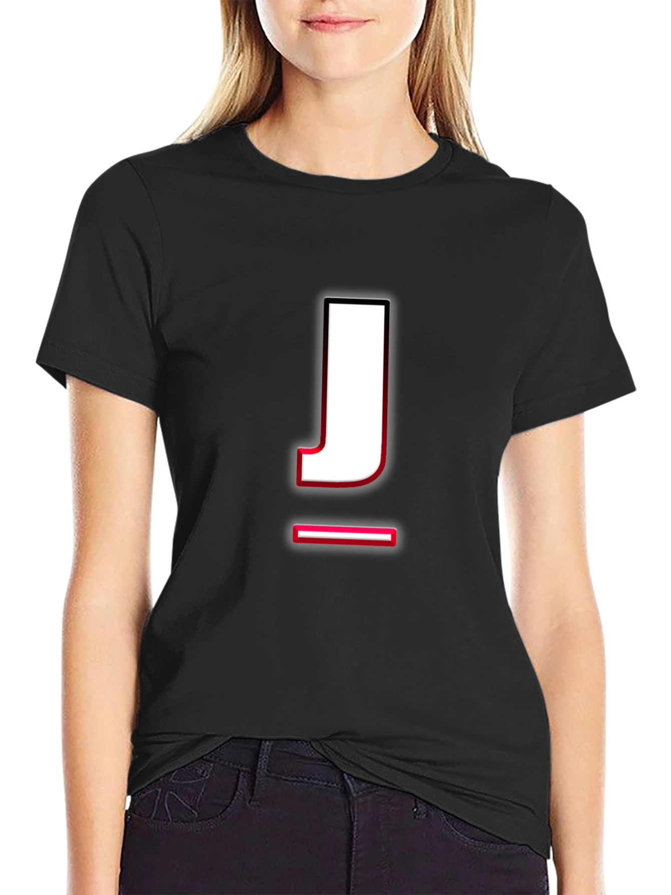 Letter J Graphic T-Shirt - Casual Cotton Tee