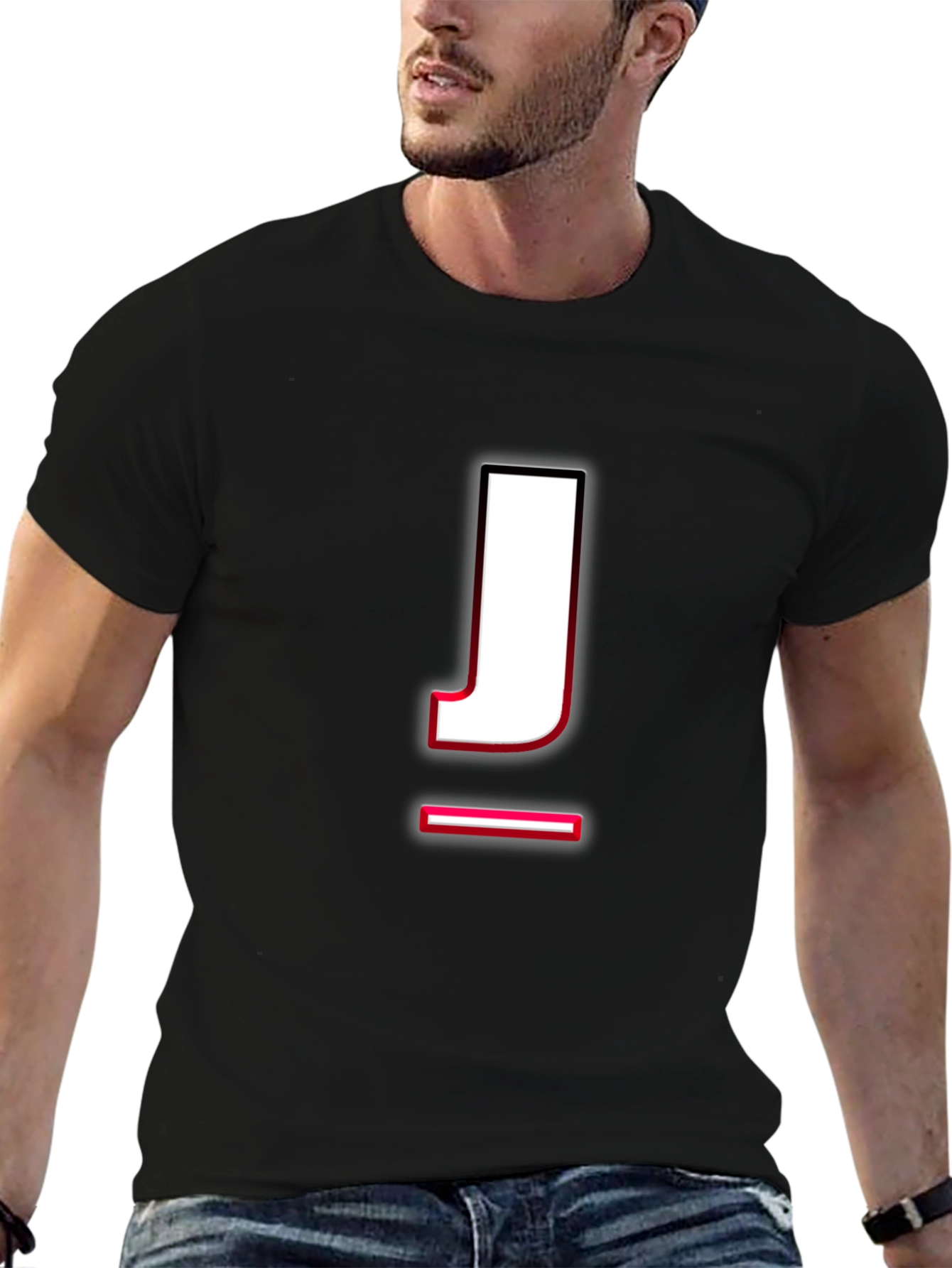 Letter J Graphic T-Shirt - Casual Cotton Tee