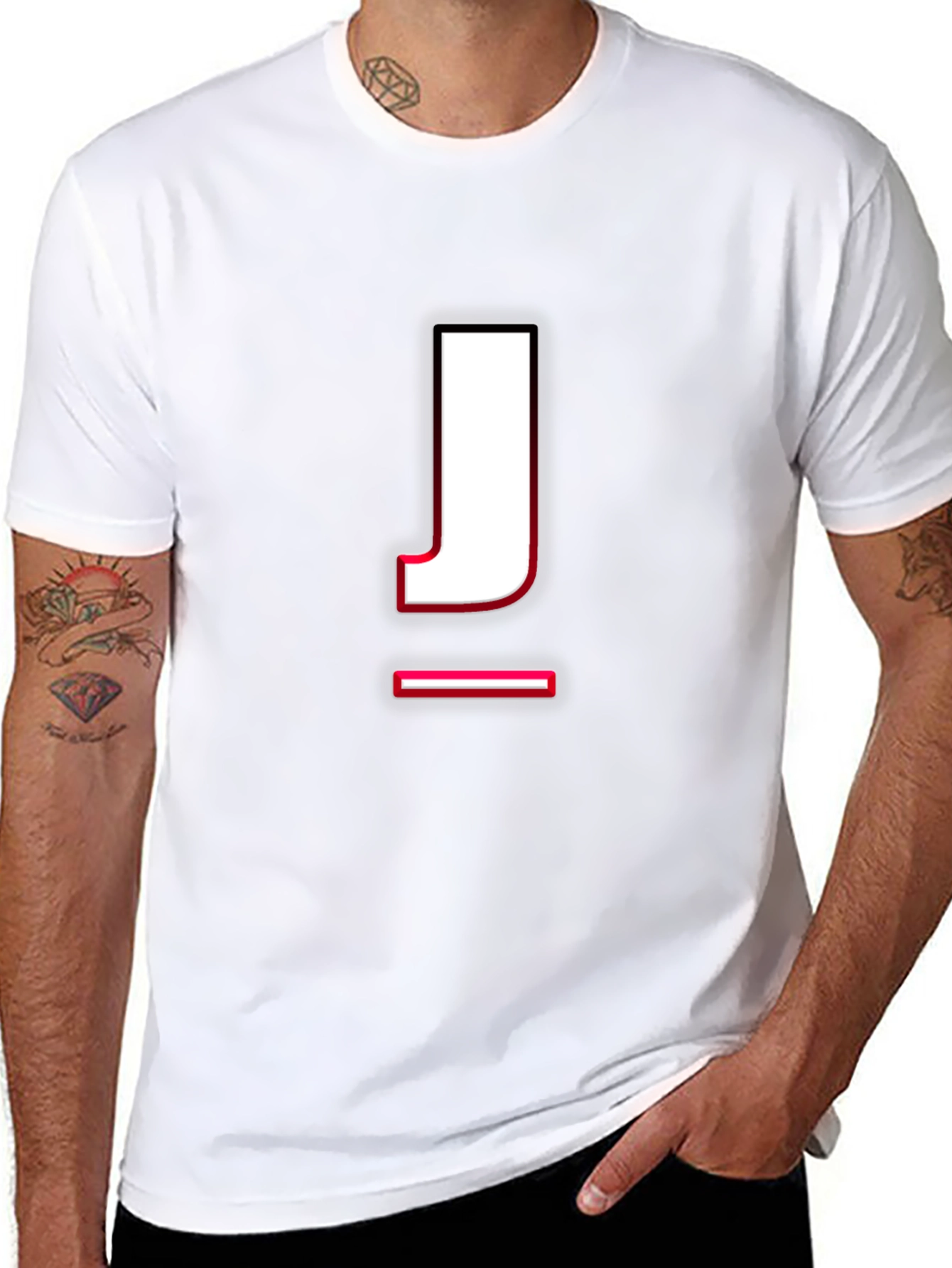 Letter J Graphic T-Shirt - Casual Cotton Tee