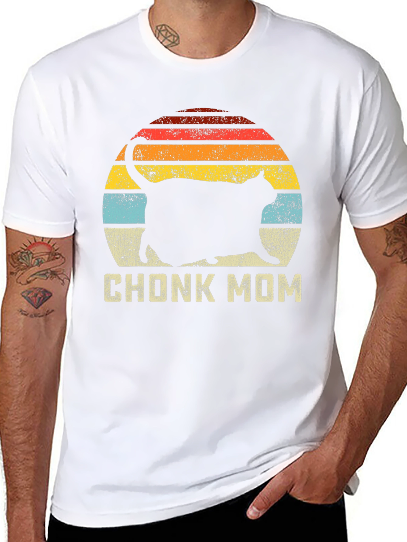 Chonk Mom Cat T-Shirt - Retro Style